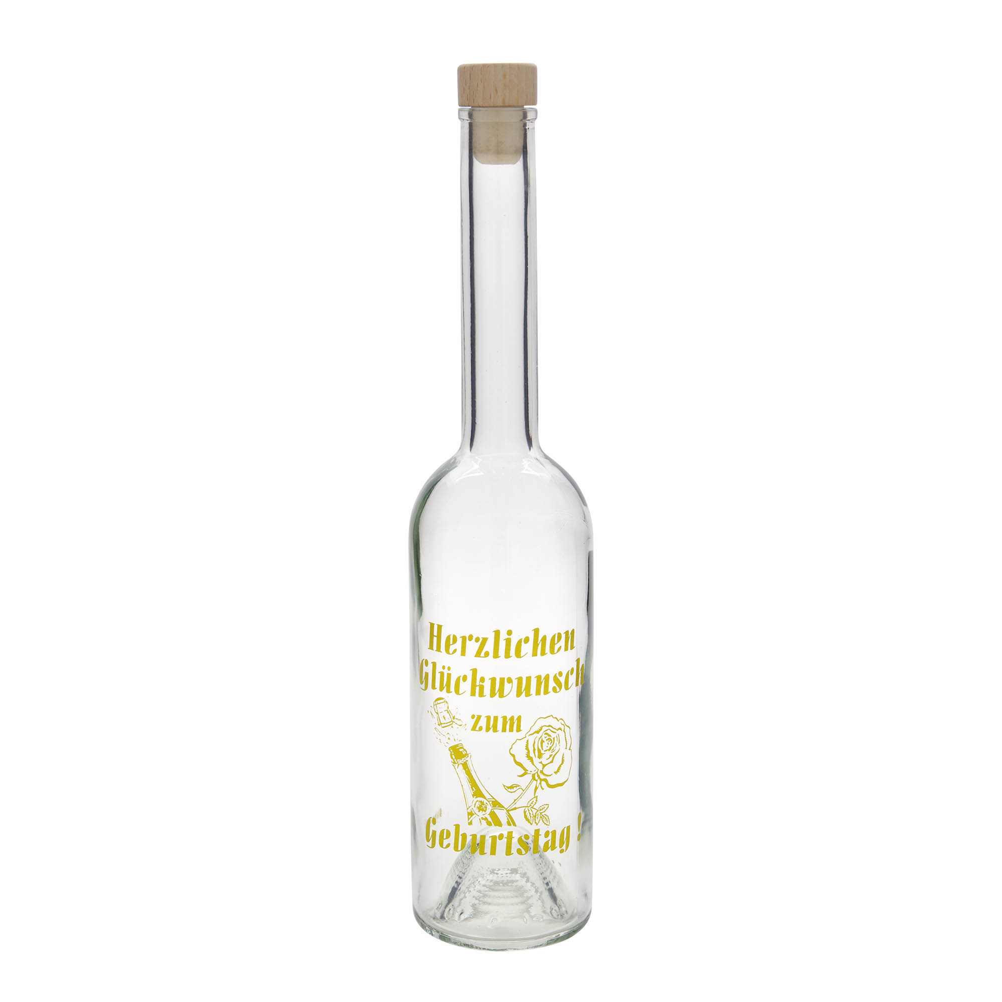 500 ml glass bottle 'Opera', print: birthday bottle, closure: cork