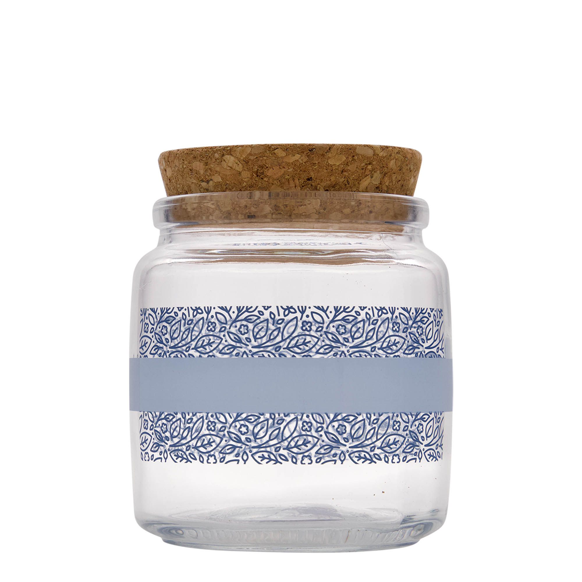 750 ml cork top jar 'Giara', print: naturalmente blu, closure: cork