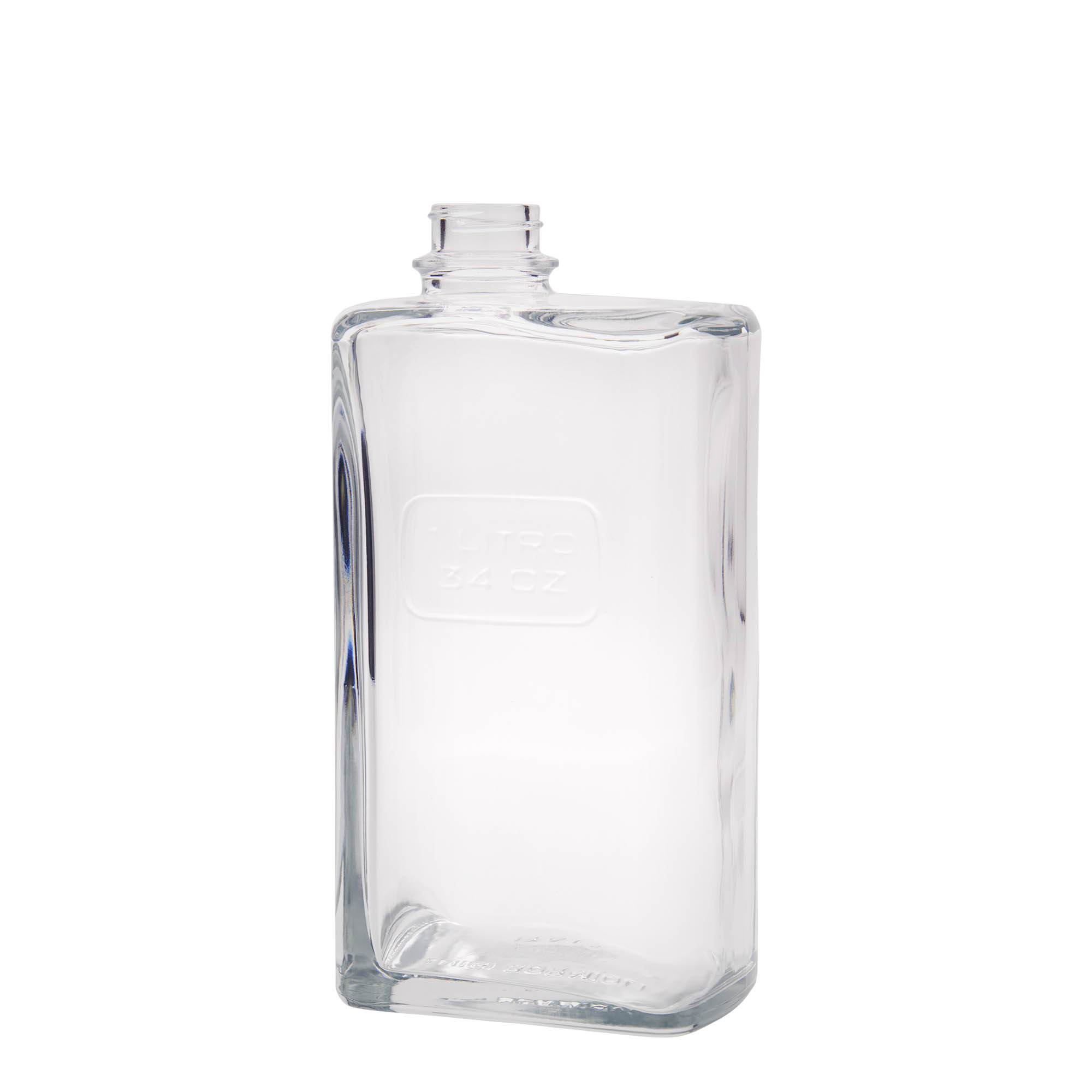 1,000 ml glass bottle 'Optima Lattina', rectangular, closure: screw cap