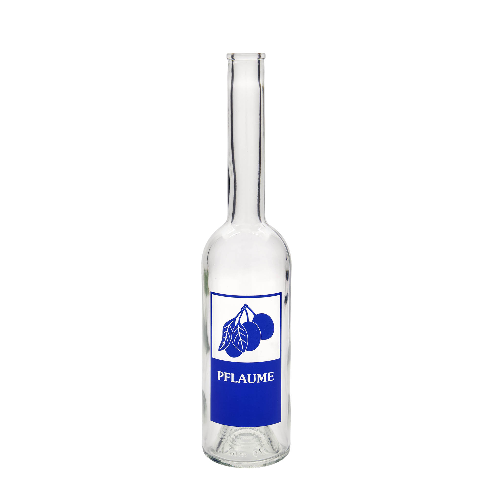 500 ml glass bottle 'Opera', print: plum, closure: cork