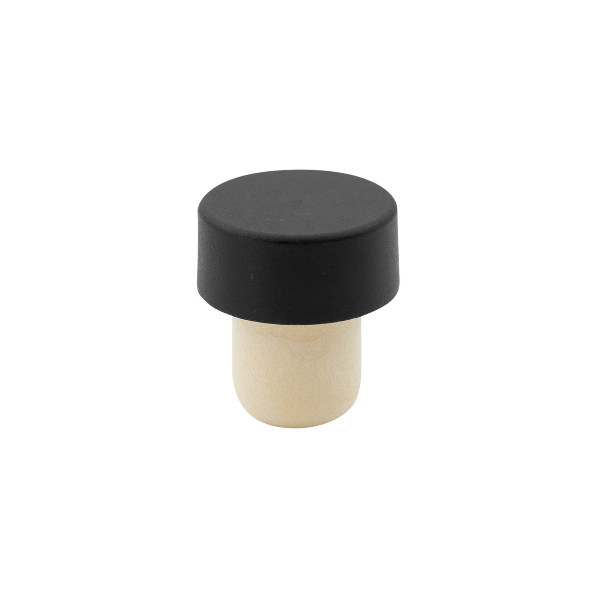 19 mm mushroom cork, plastic, black, for opening: cork