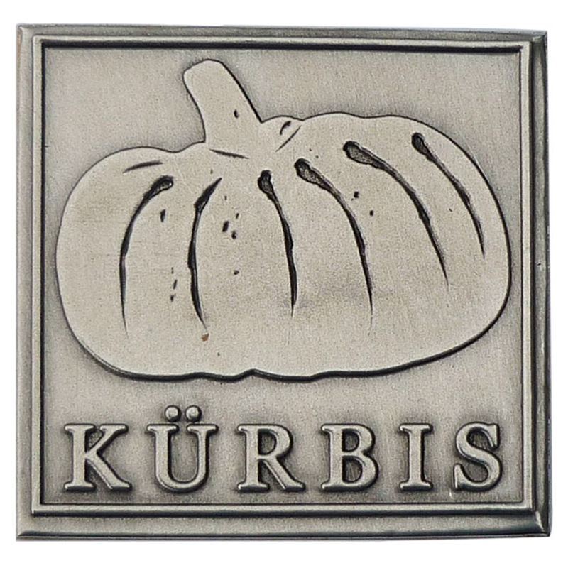 Pewter tag 'Pumpkin', square, metal, silver