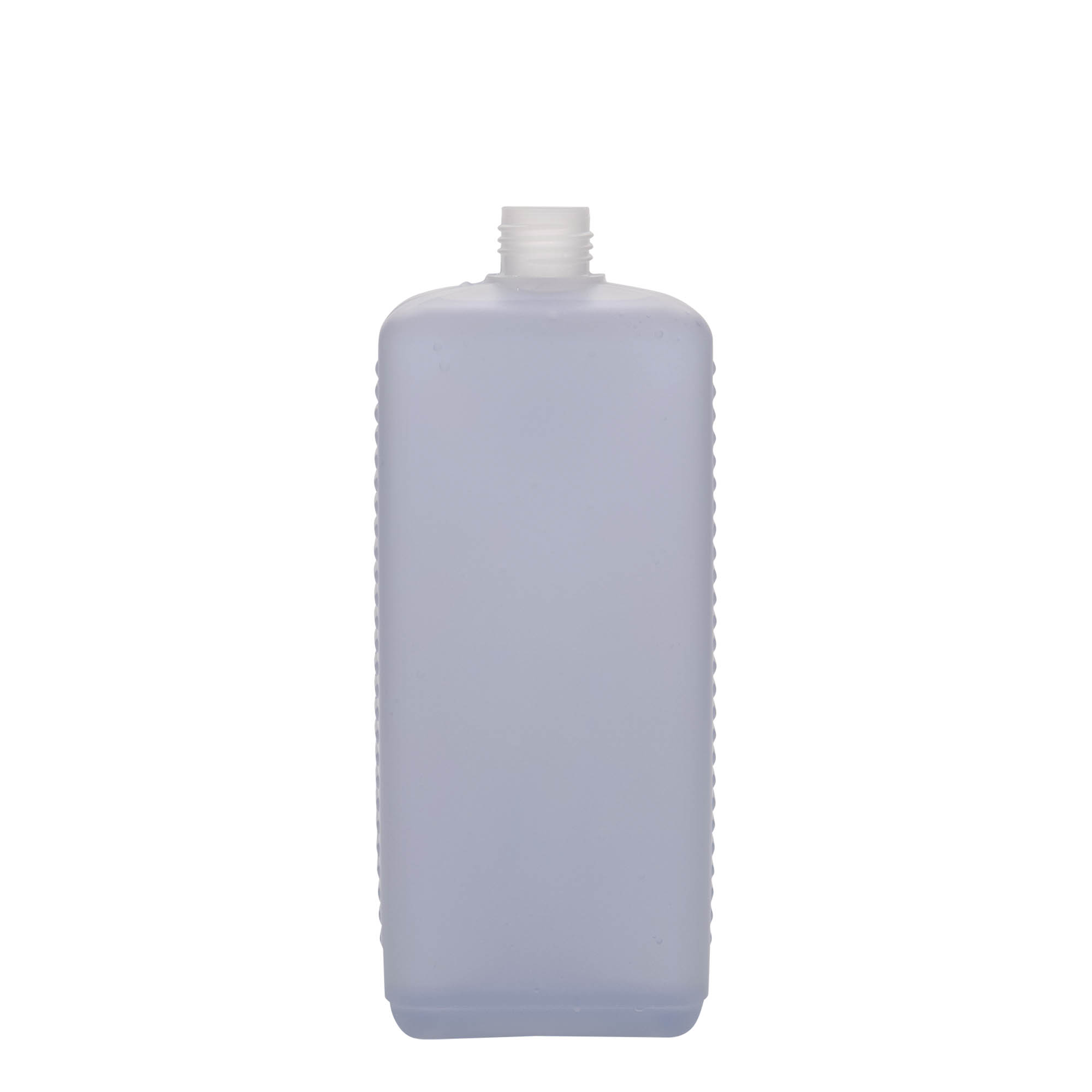 1,000 ml canister bottle, rectangular, HDPE plastic, natural, closure: DIN 25 EPE