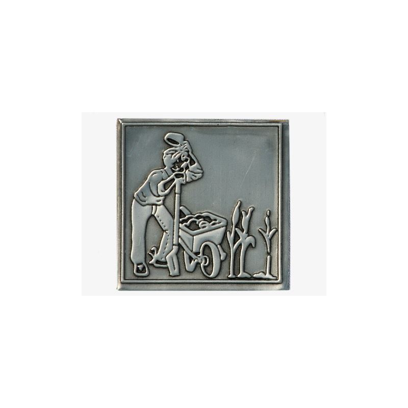 Pewter tag 'Gardener', square, metal, silver