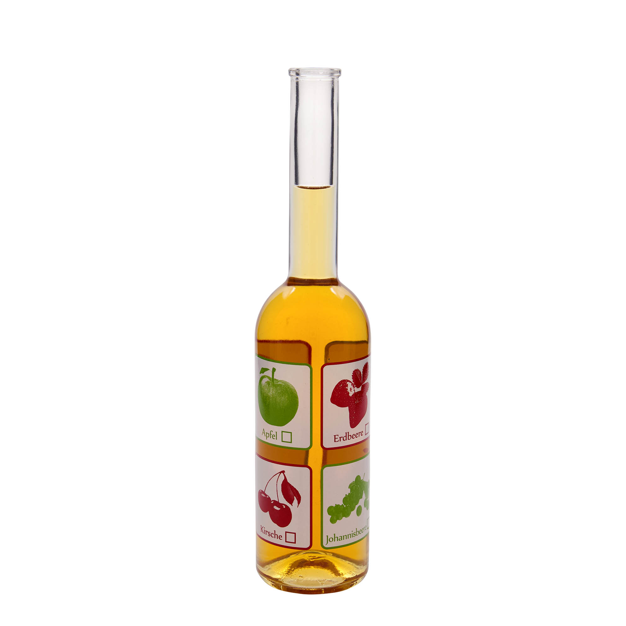 500 ml glass bottle 'Opera', print: fruits, closure: cork