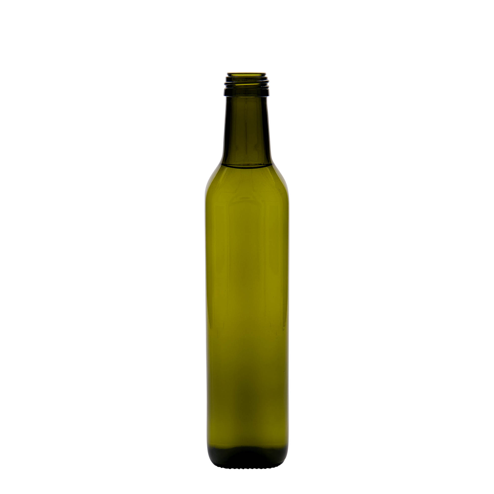 500 ml glass bottle 'Marasca', square, antique green, closure: PP 31.5