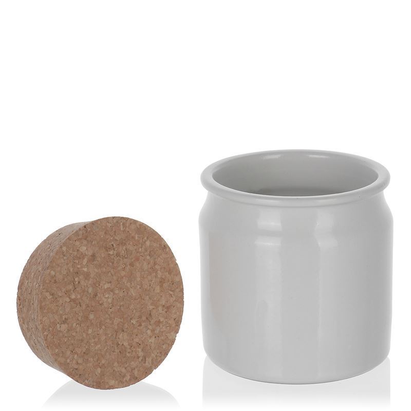 160 ml stoneware jar, ceramic, white, closure: cork