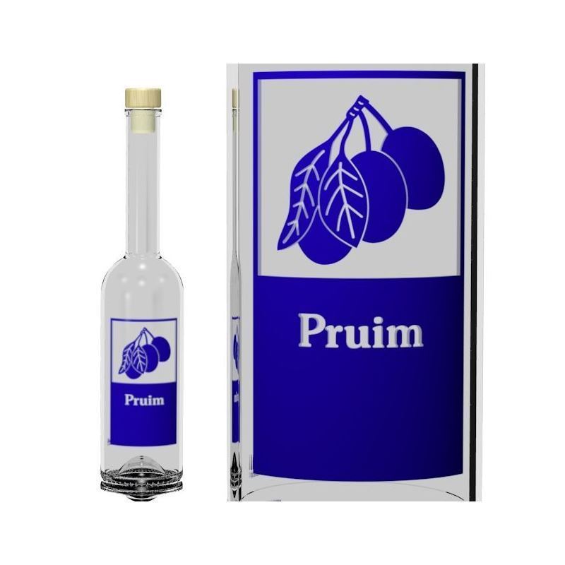 500 ml glass bottle 'Opera', print: Pruim, closure: cork