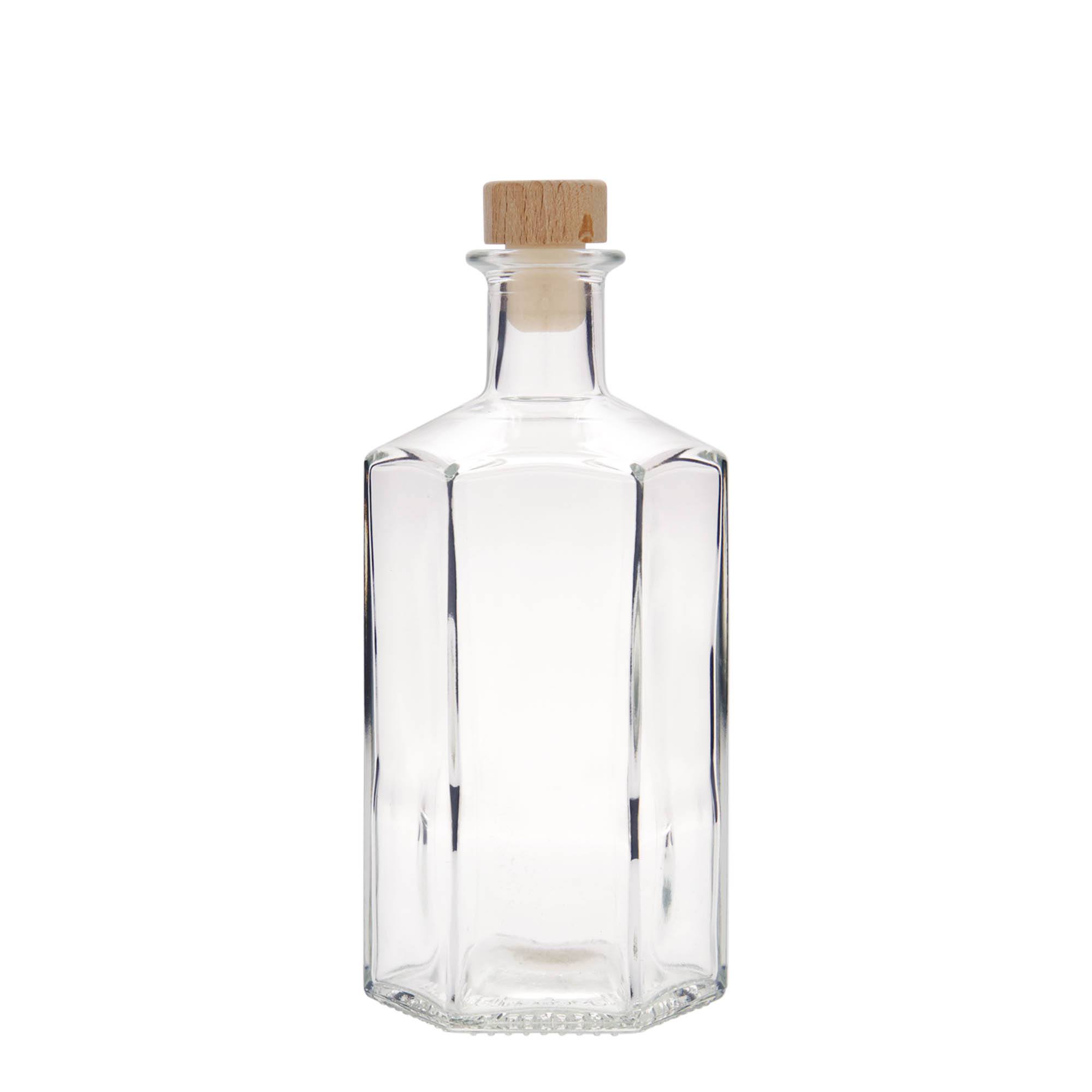 500 ml glass apothecary bottle 'Jimmy', hexagonal, closure: cork