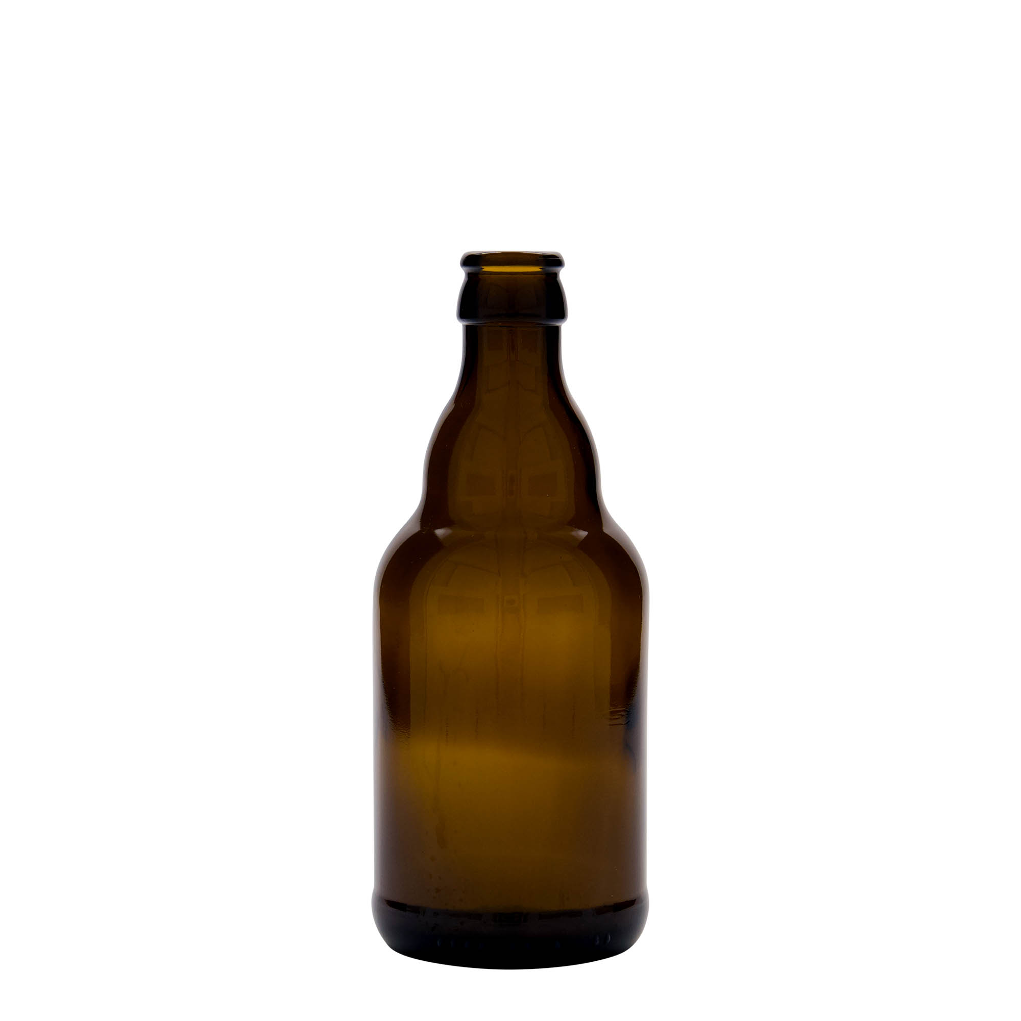 330 ml beer bottle 'Steinie', glass, brown, closure: crown caps