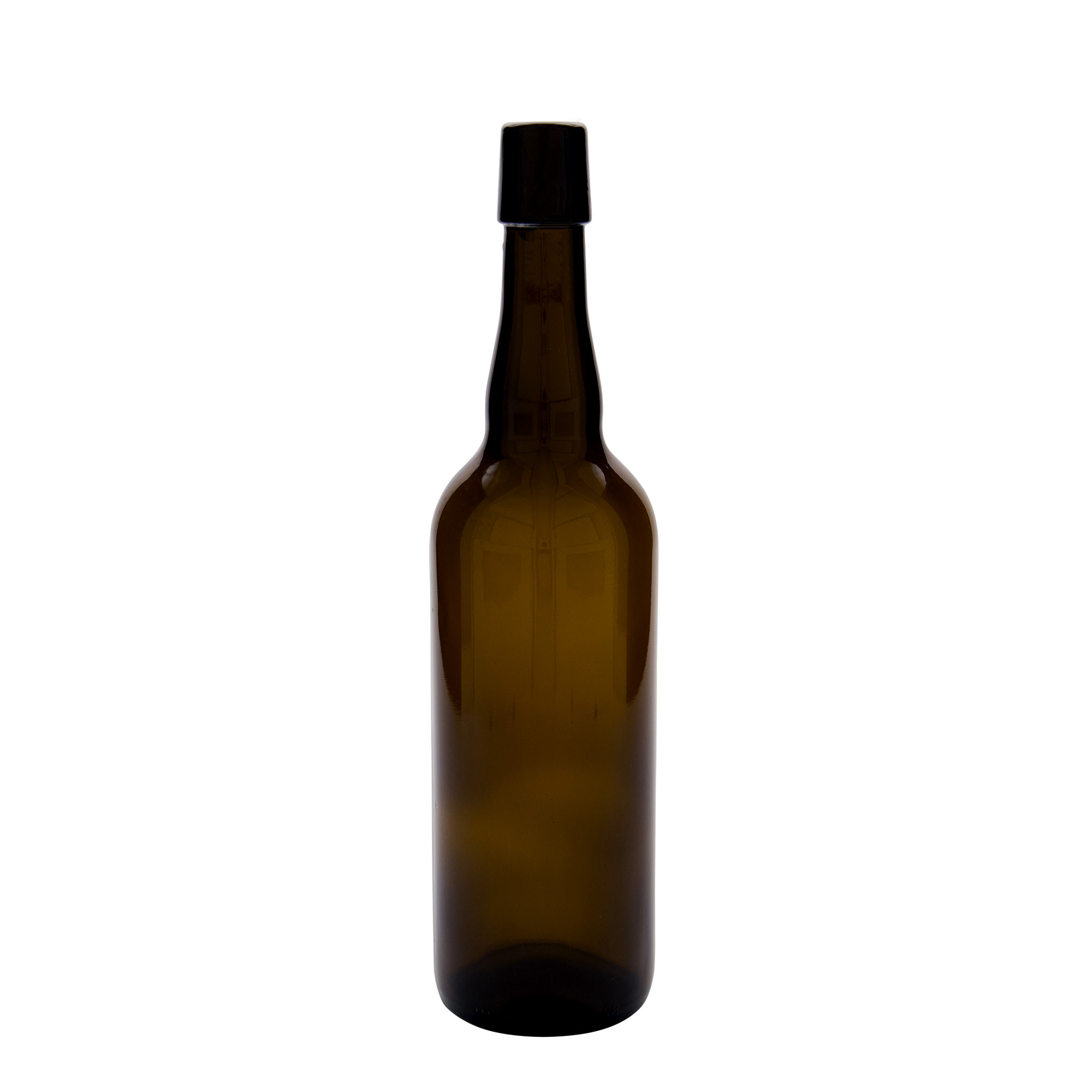 750 ml beer bottle Belgium, glass, brown, closure: swing top