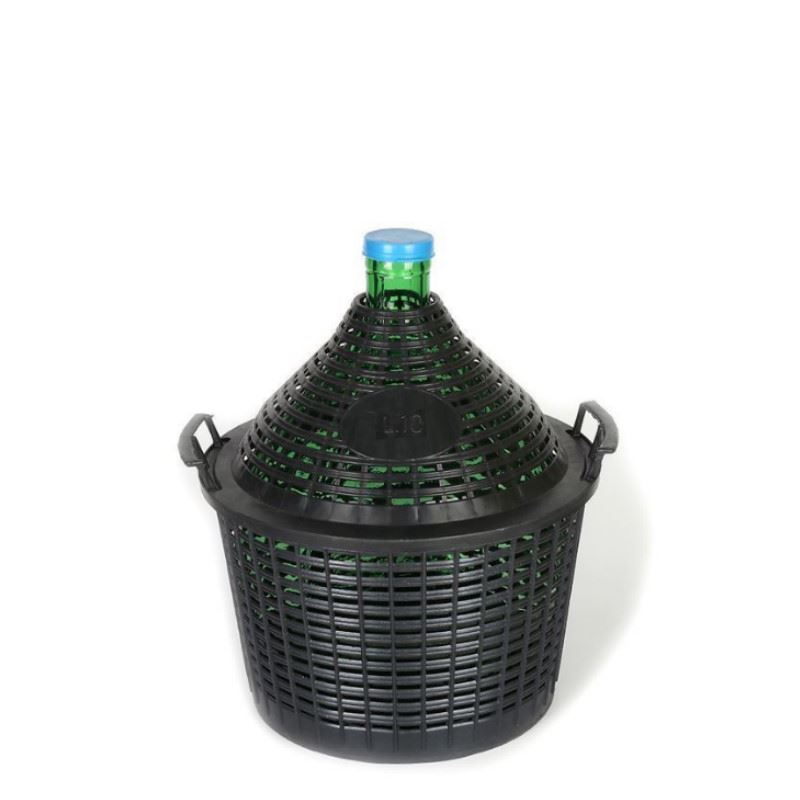 10 l narrow neck carboy, glass, green, closure: slip lid