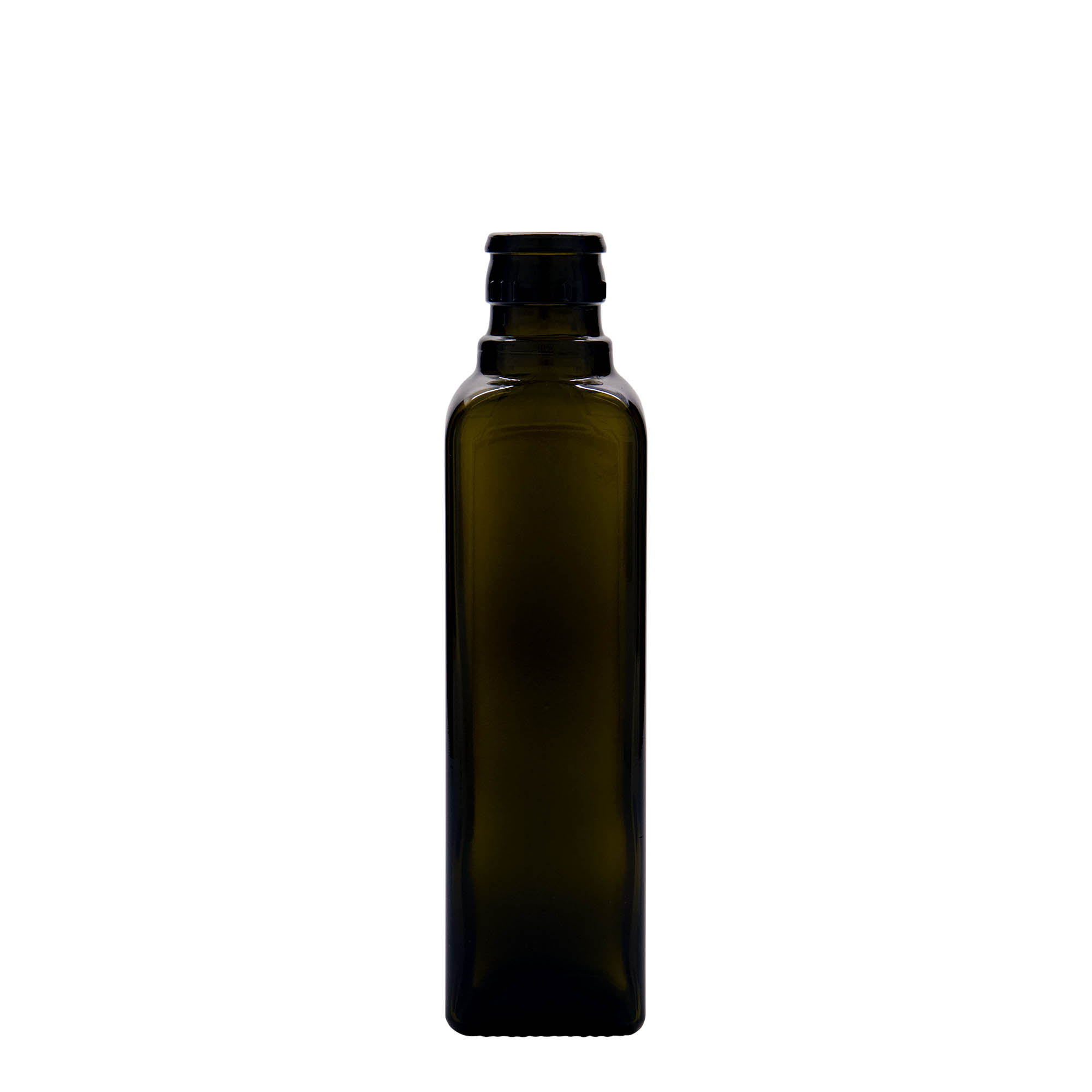 250 ml oil/vinegar bottle 'Quadra', glass, square, antique green, closure: DOP