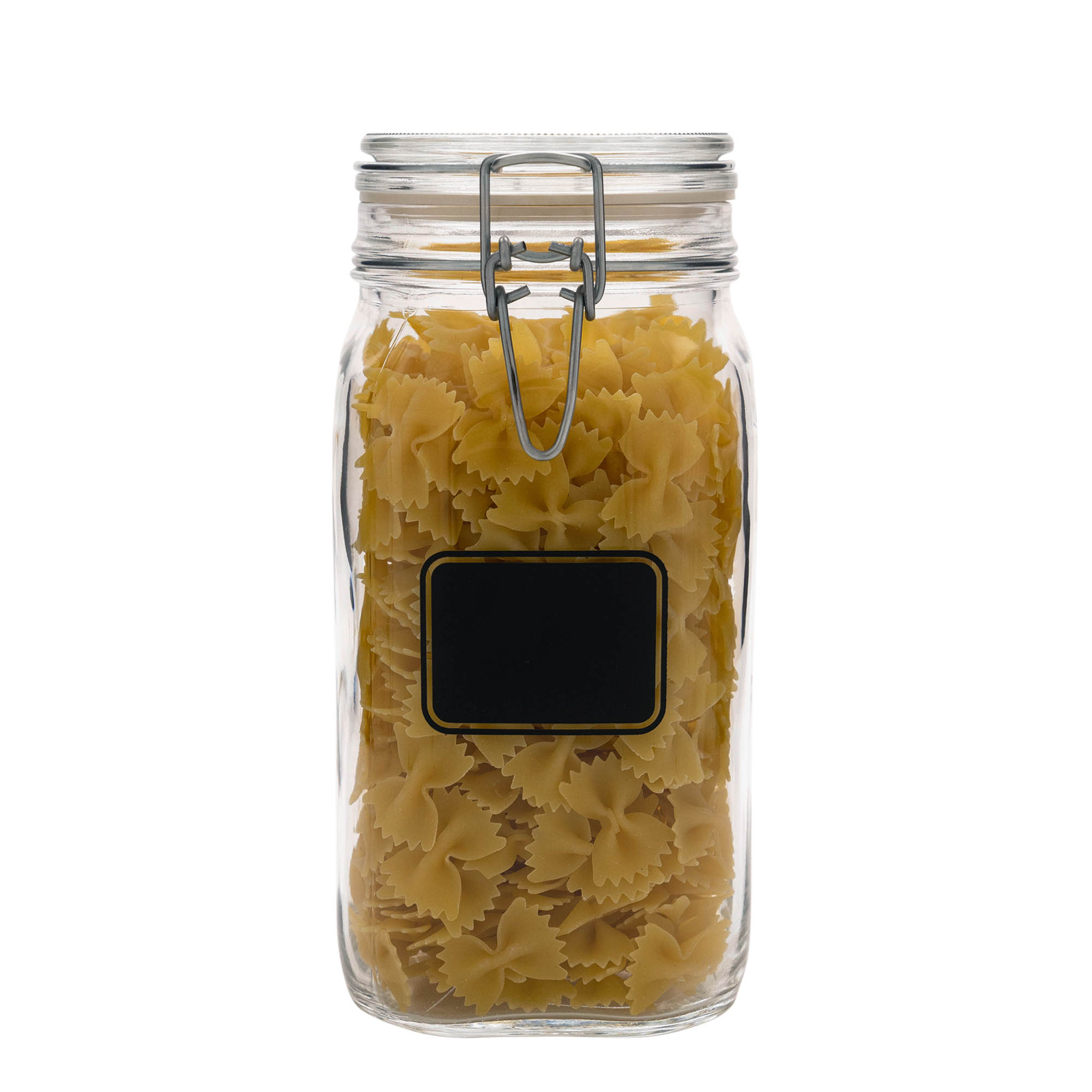 1,500 ml clip top jar 'Fido', print: blank label, square, closure: clip top