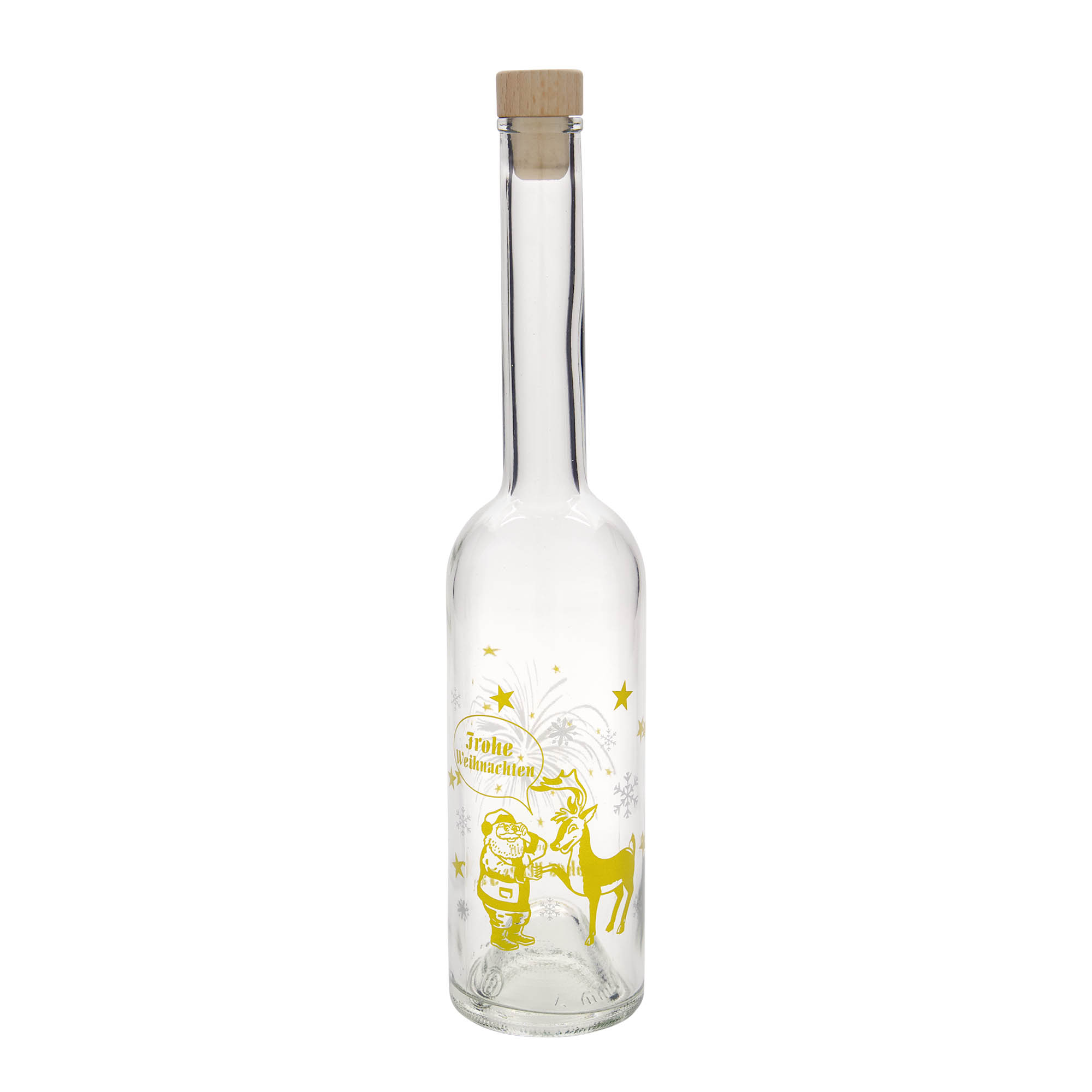 500 ml glass bottle 'Opera', print: fireworks, closure: cork