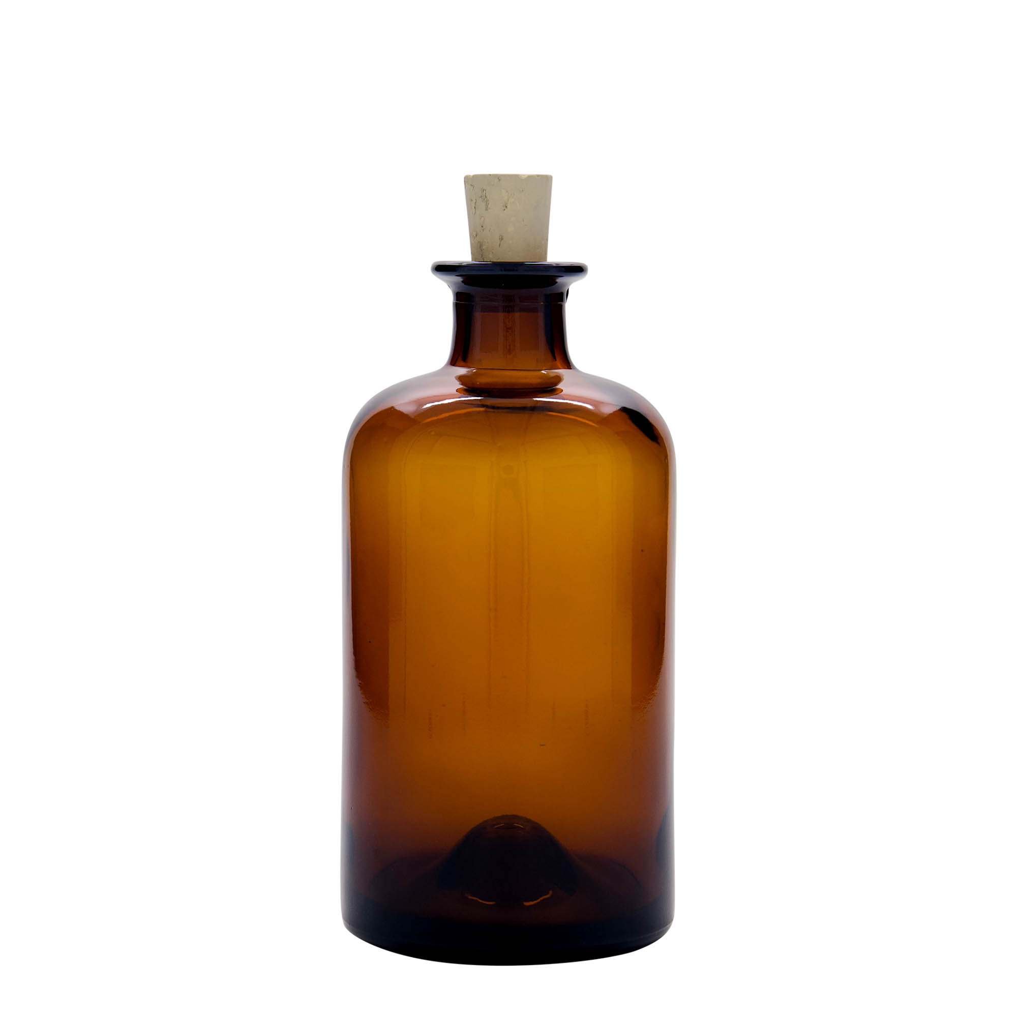 500 ml glass apothecary bottle, brown, closure: cork