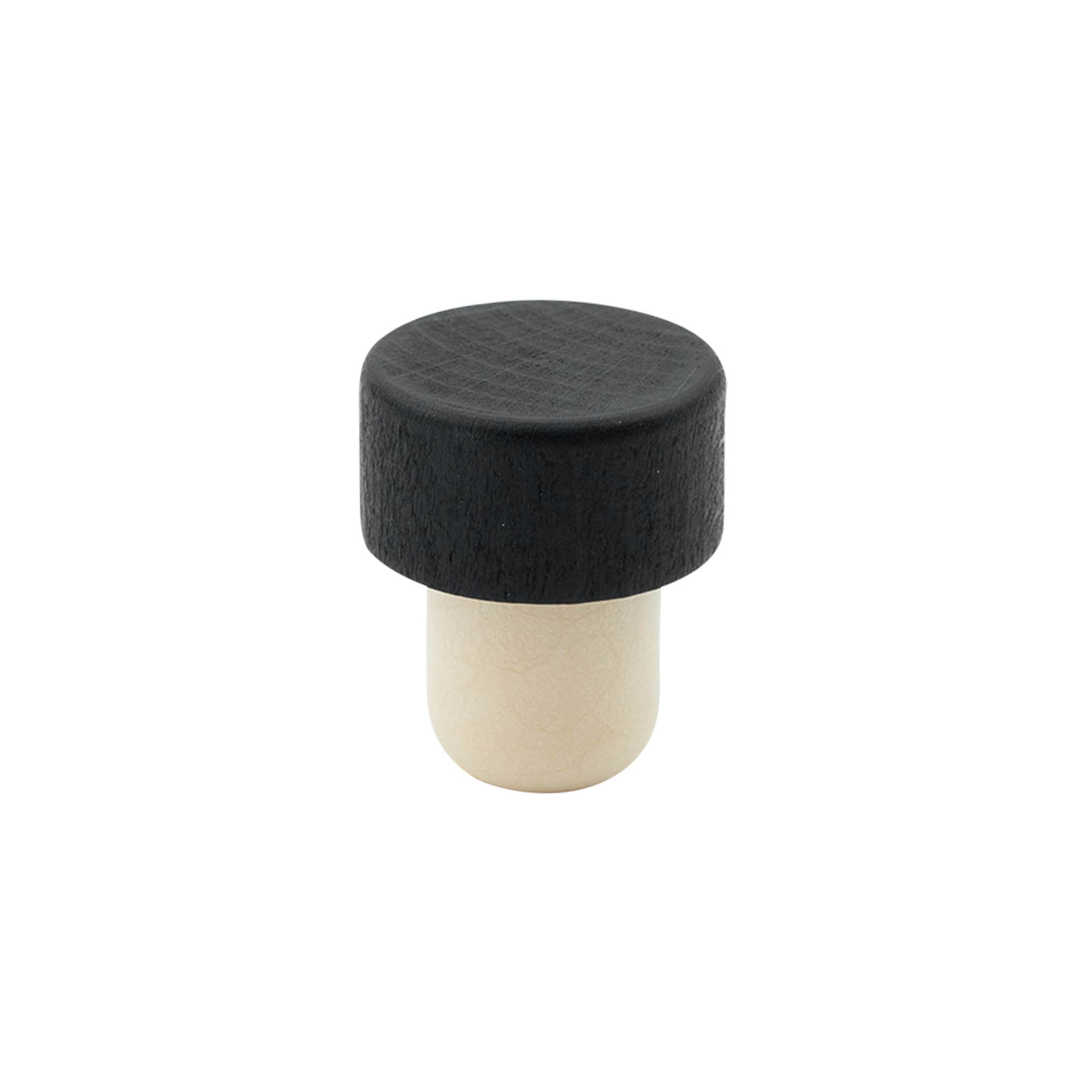 19 mm mushroom cork, wood, black, for opening: cork