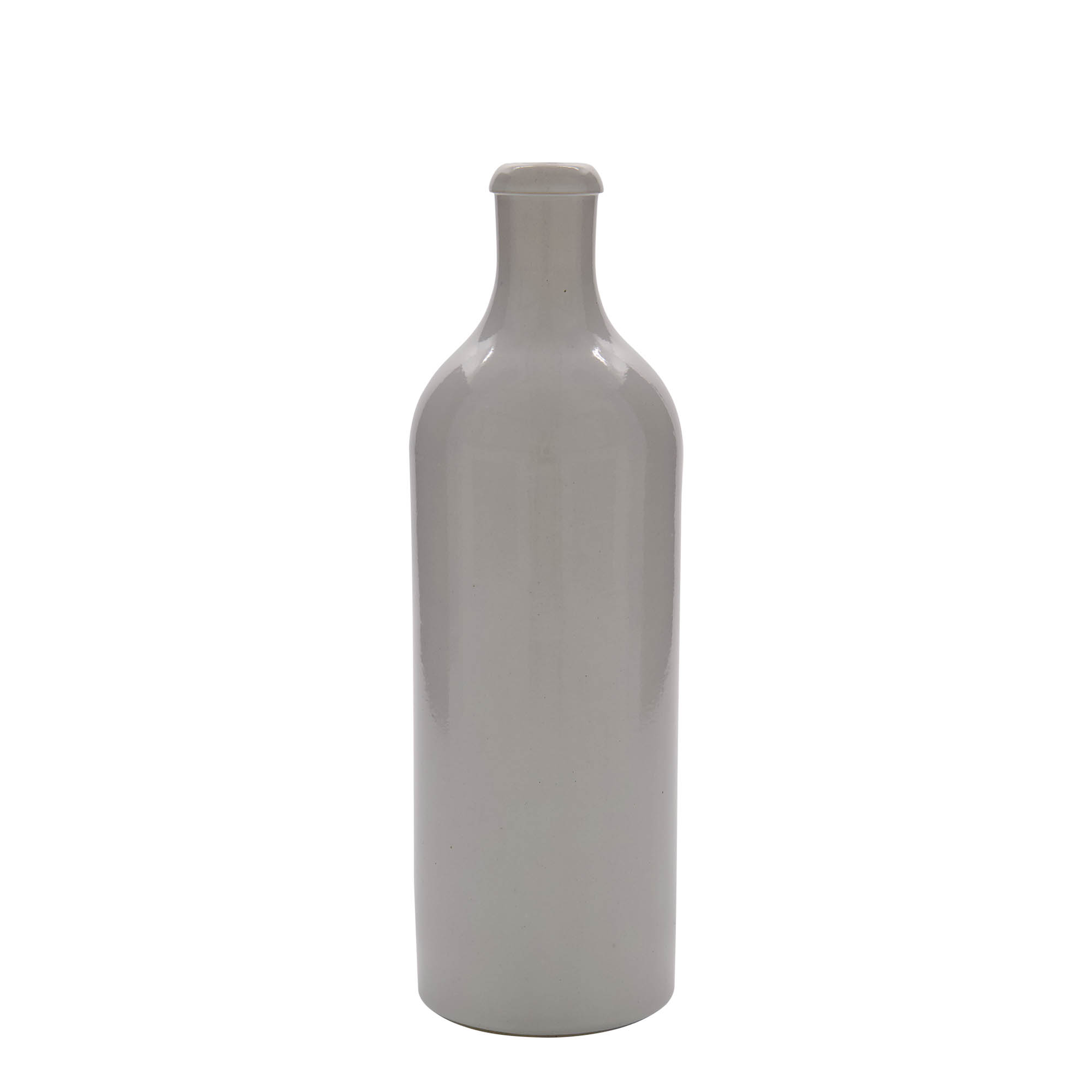 750 ml earthen jug, stoneware, white, closure: cork