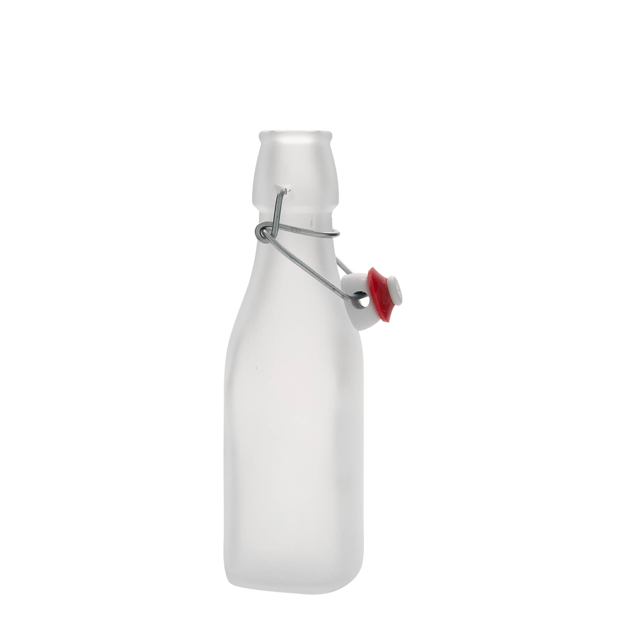 250 ml glass bottle 'Swing', square, white, closure: swing top