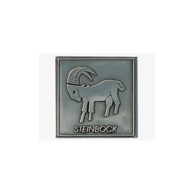 Pewter tag 'Capricorn', square, metal, silver