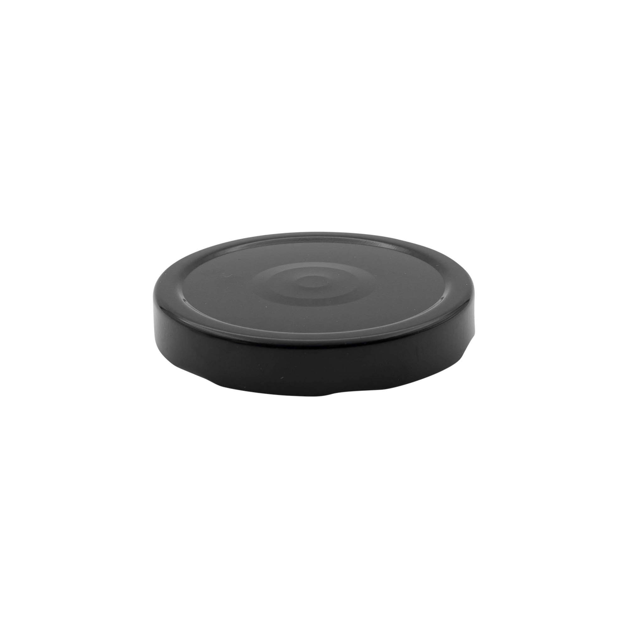 Deep twist off lid, tinplate, black, for opening: Deep-TO 82