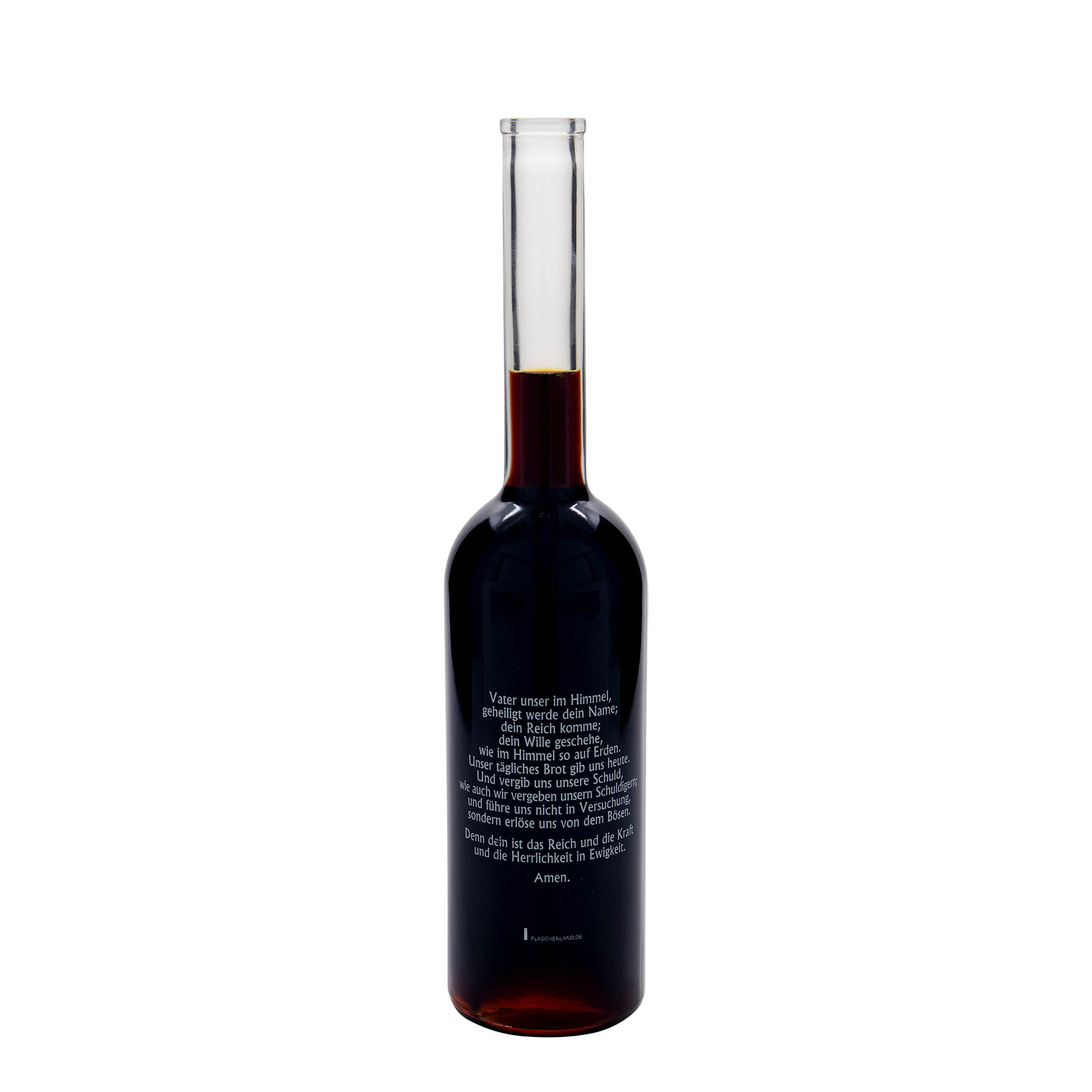 500 ml glass bottle 'Opera', print: Our Father, closure: cork