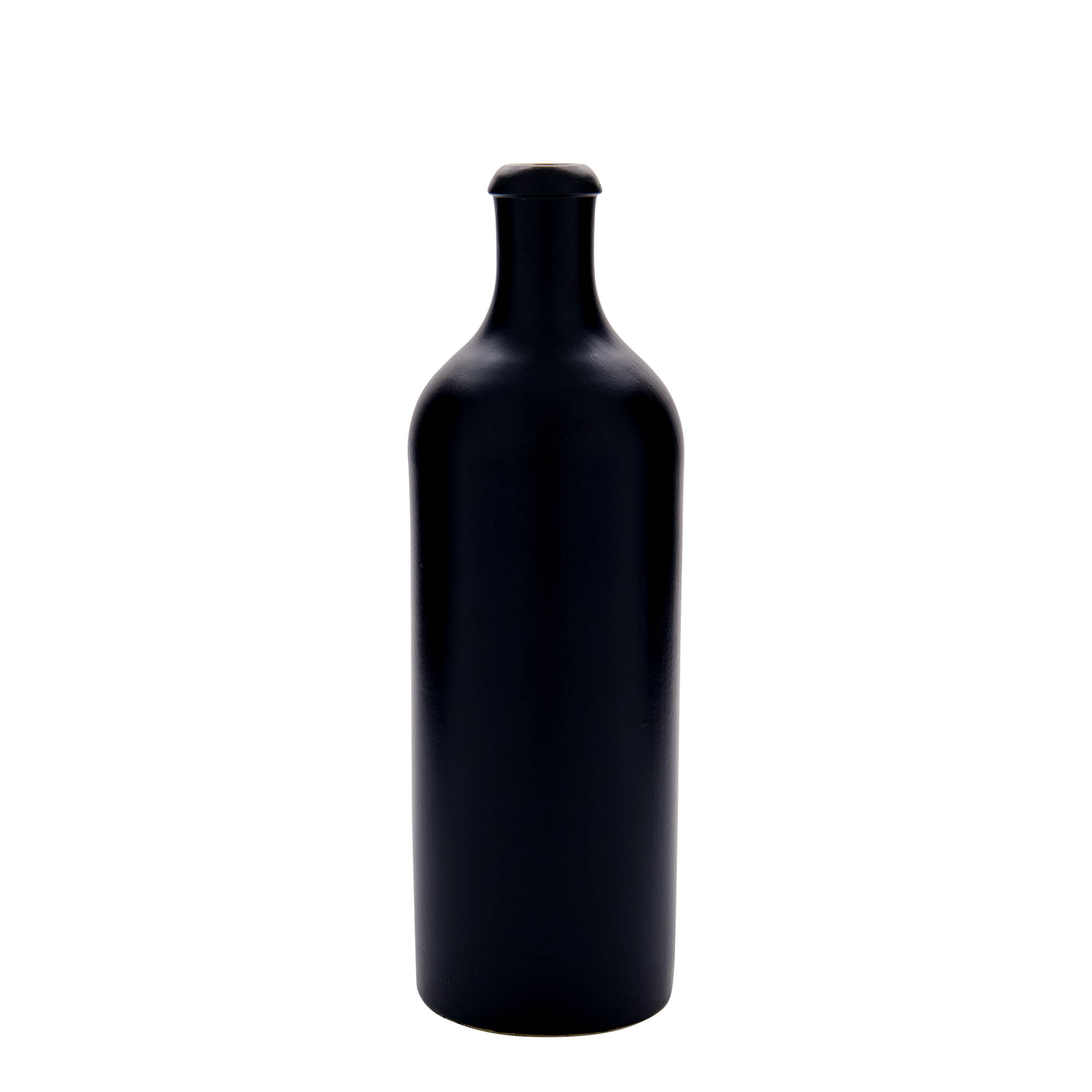 750 ml earthen jug, stoneware, black, closure: cork