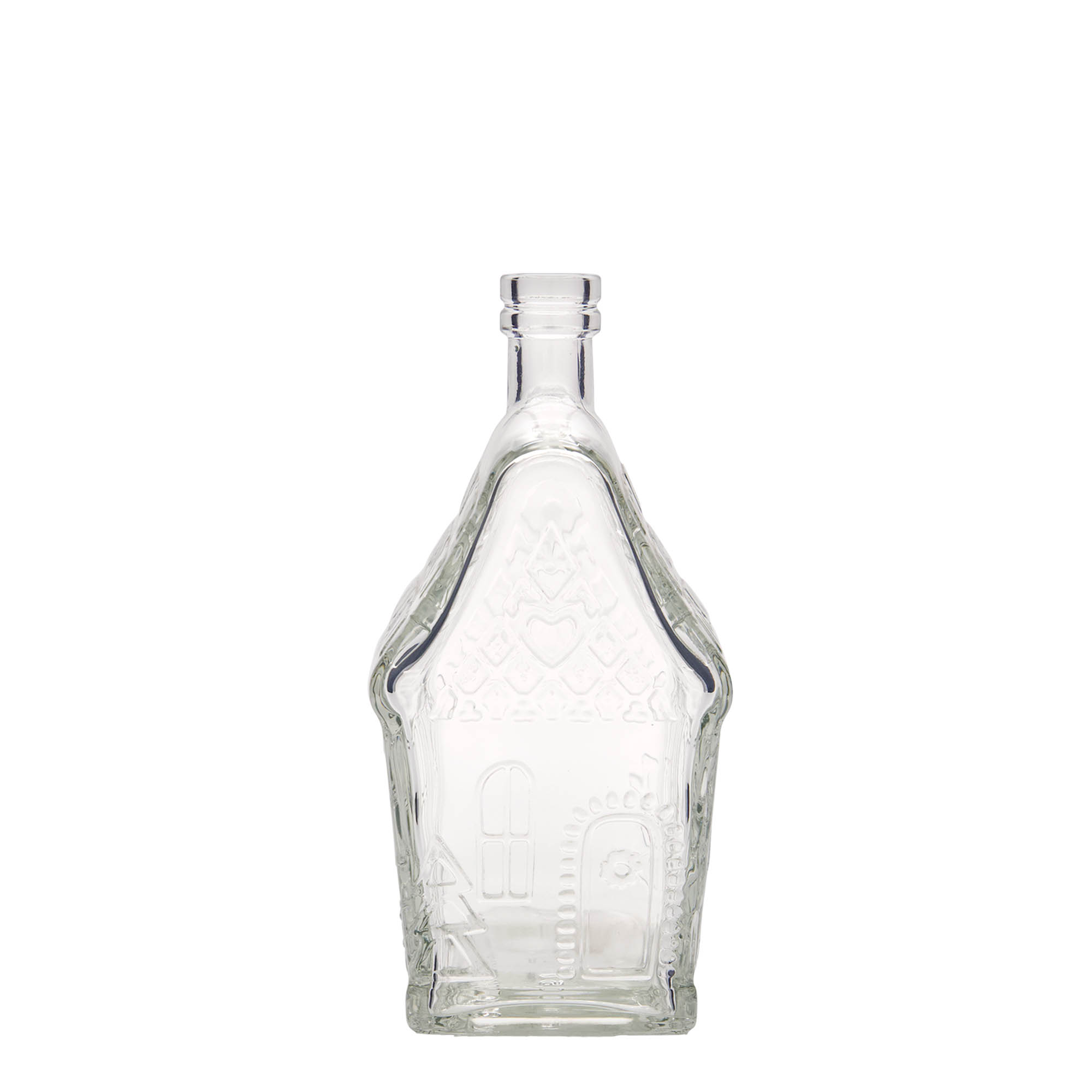 500 ml glass bottle 'Gingerbread House', rectangular, closure: cork