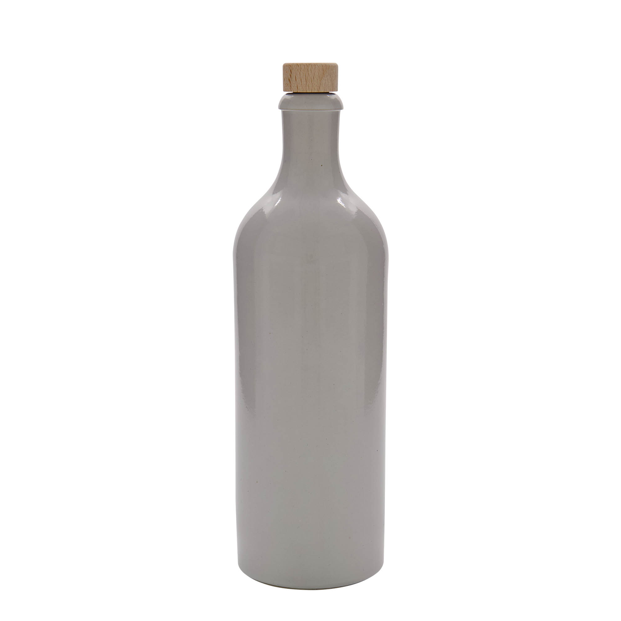 750 ml earthen jug, stoneware, white, closure: cork