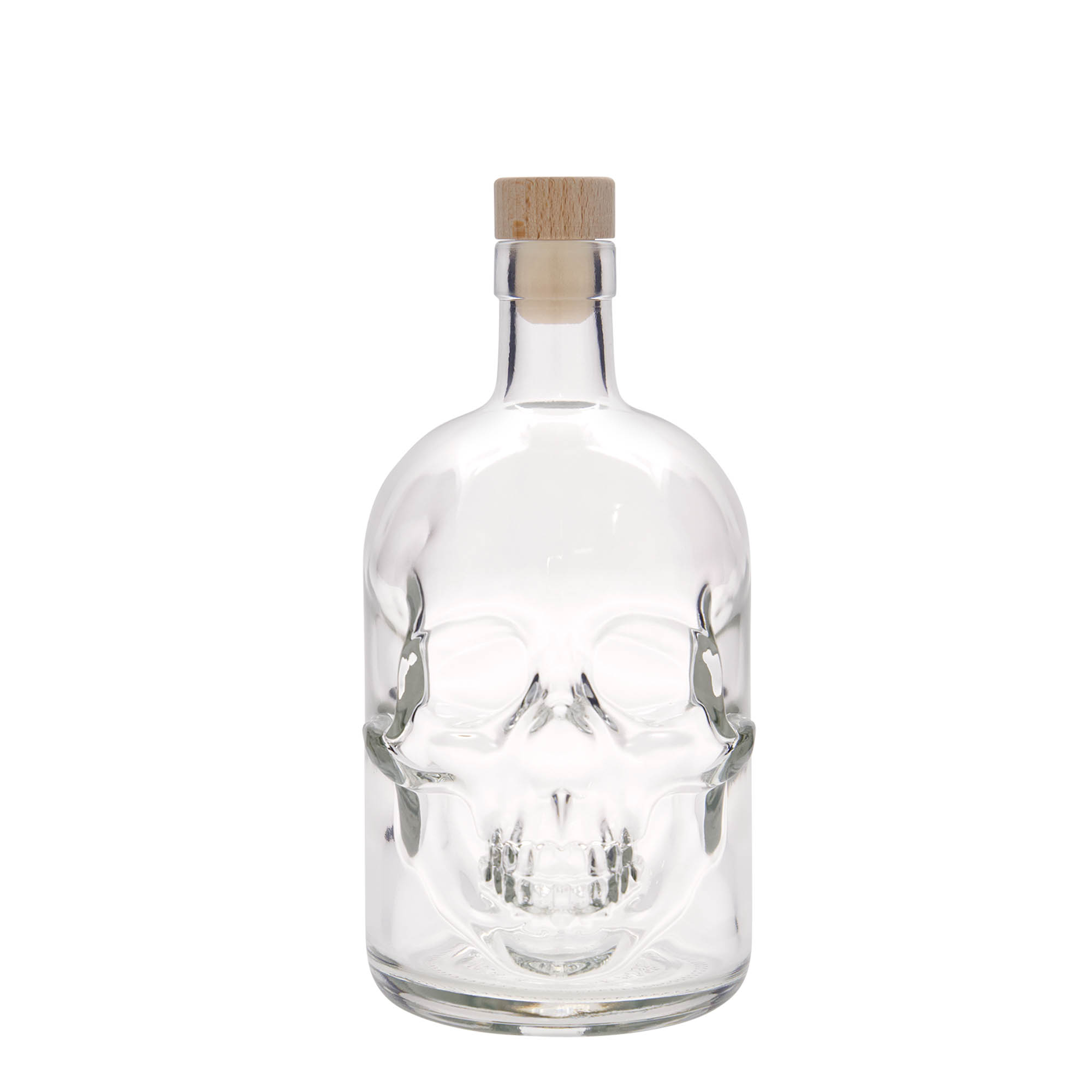 700 ml glass bottle 'Skull', closure: cork