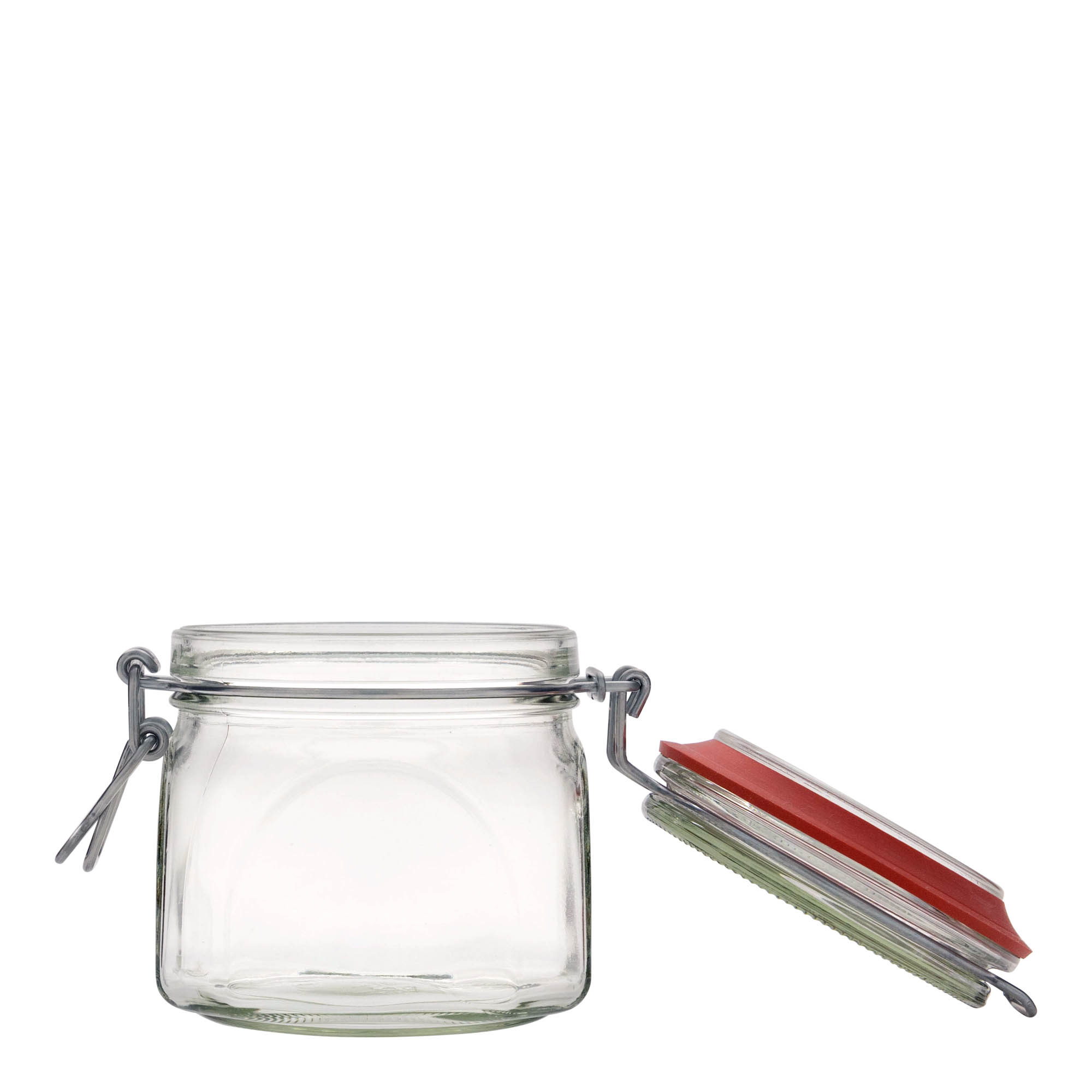 630 ml clip top jar, square, closure: clip top