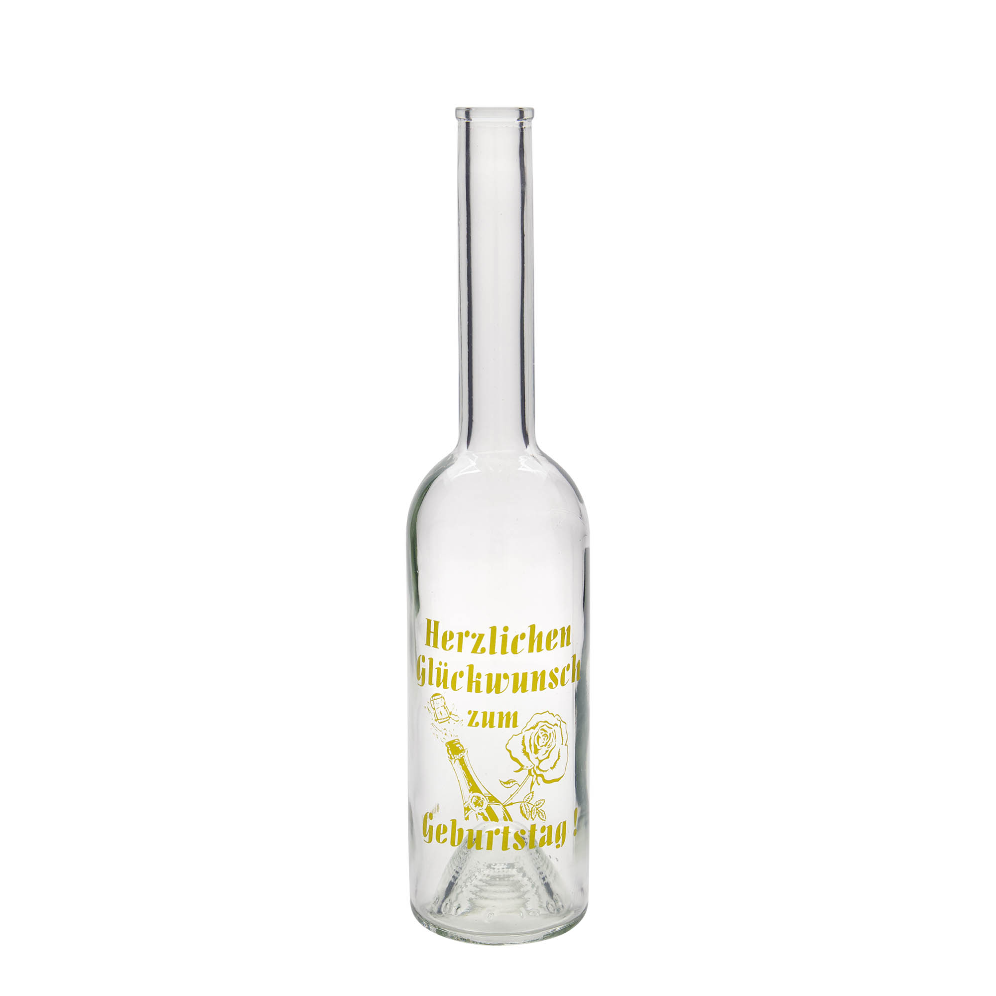 500 ml glass bottle 'Opera', print: birthday bottle, closure: cork