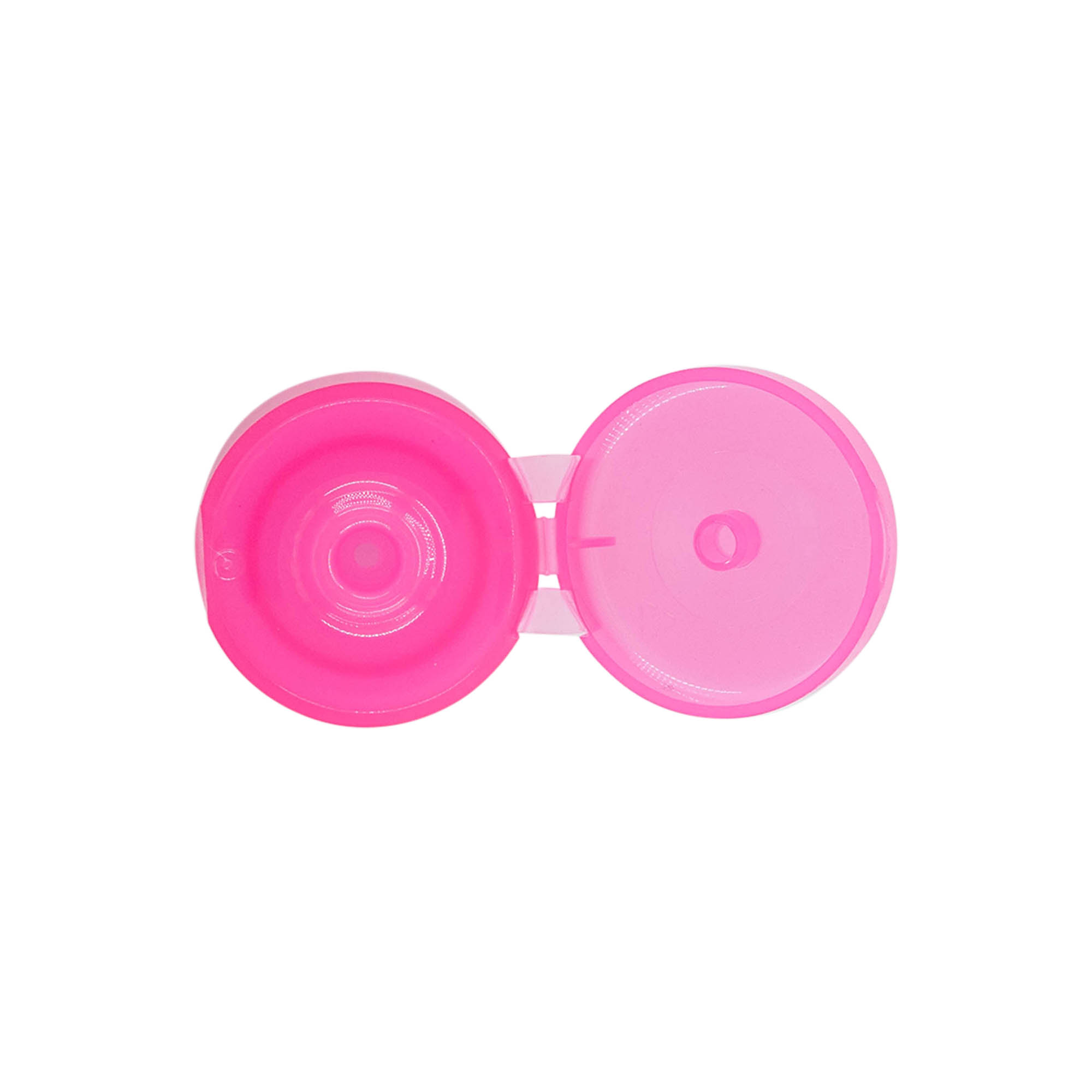 Hinged screw cap, PP plastic, pink, for opening: GPI 24/410