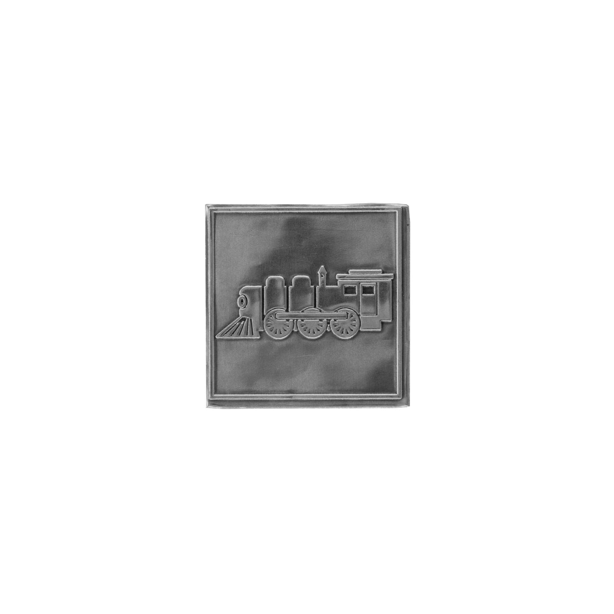 Pewter tag 'Locomotive', square, metal, silver