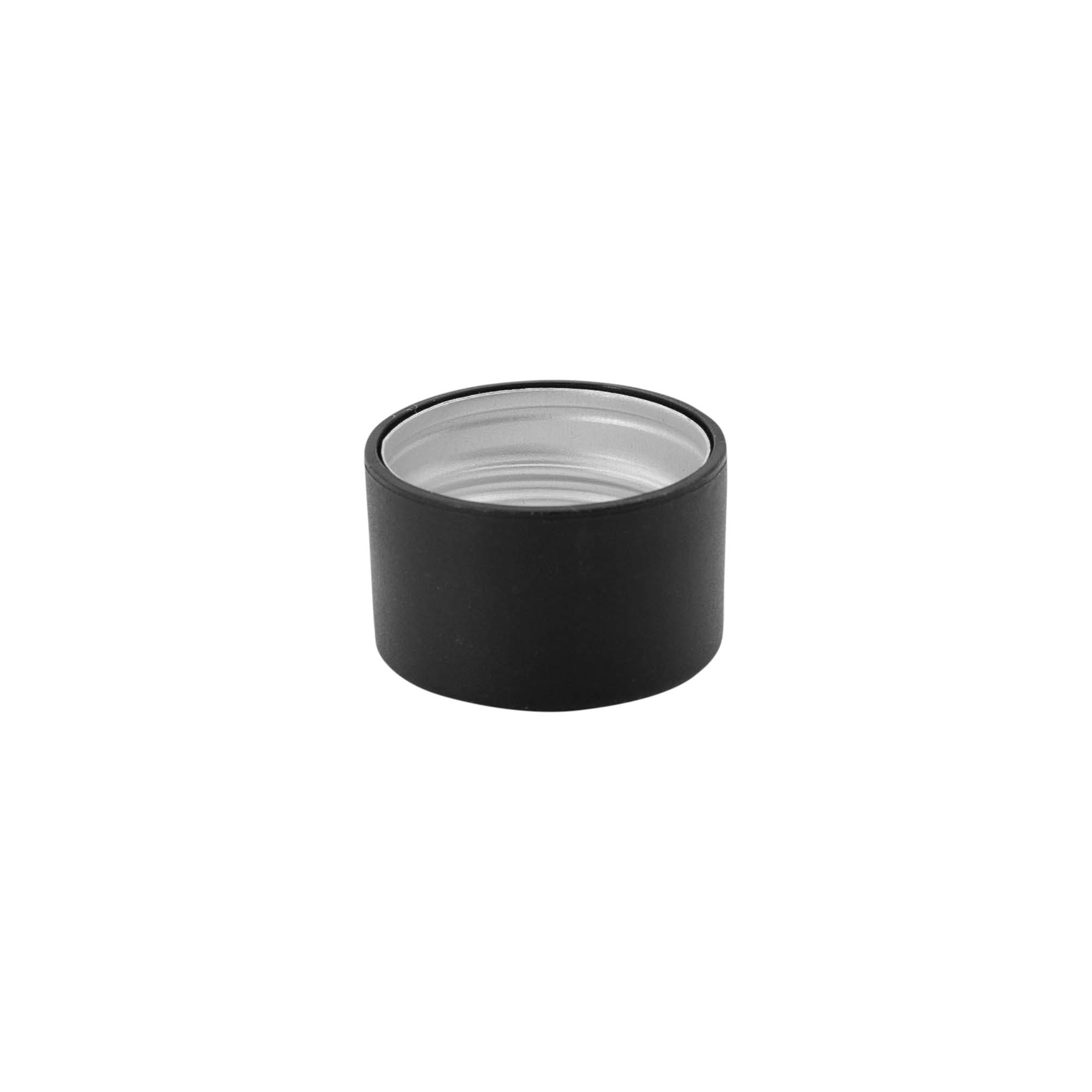 Screw cap, metal/plastic, black, for opening: PP 28