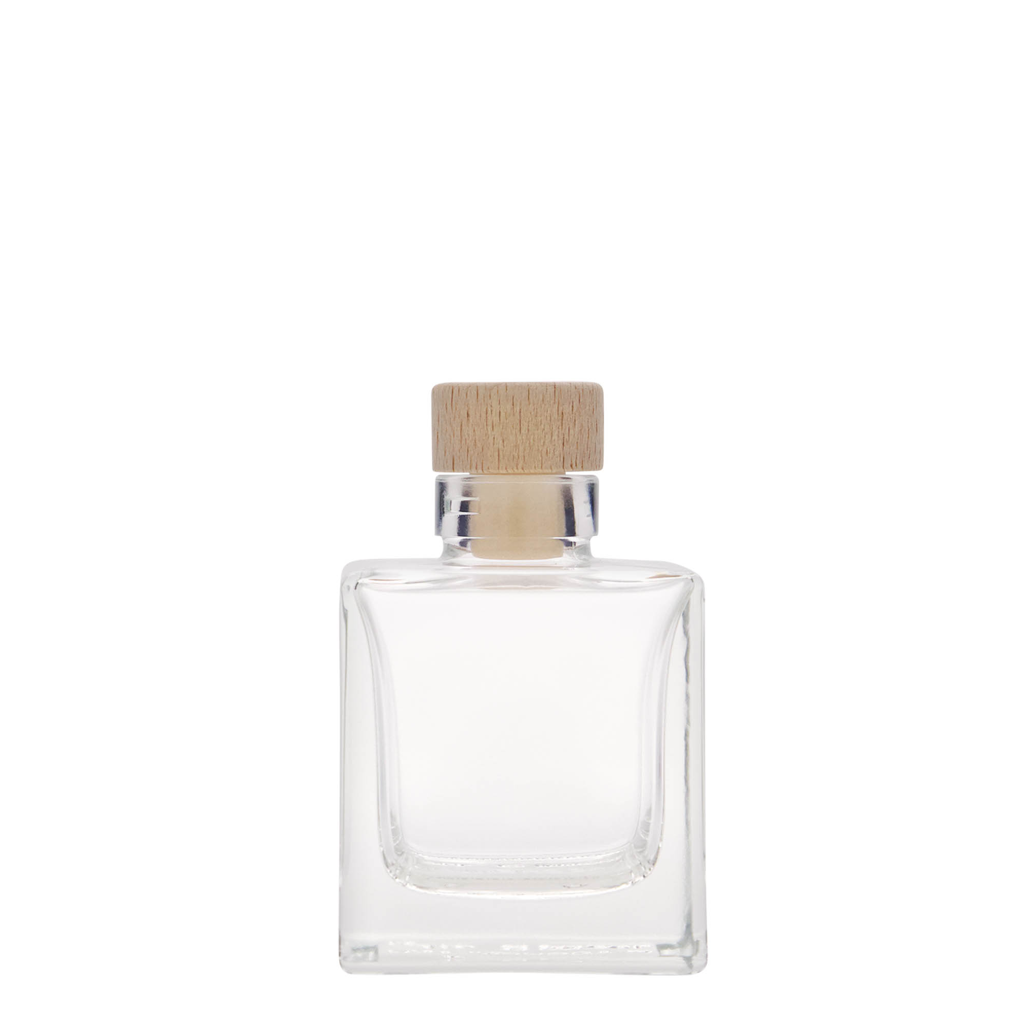 100 ml glass bottle 'Cube', square, closure: cork