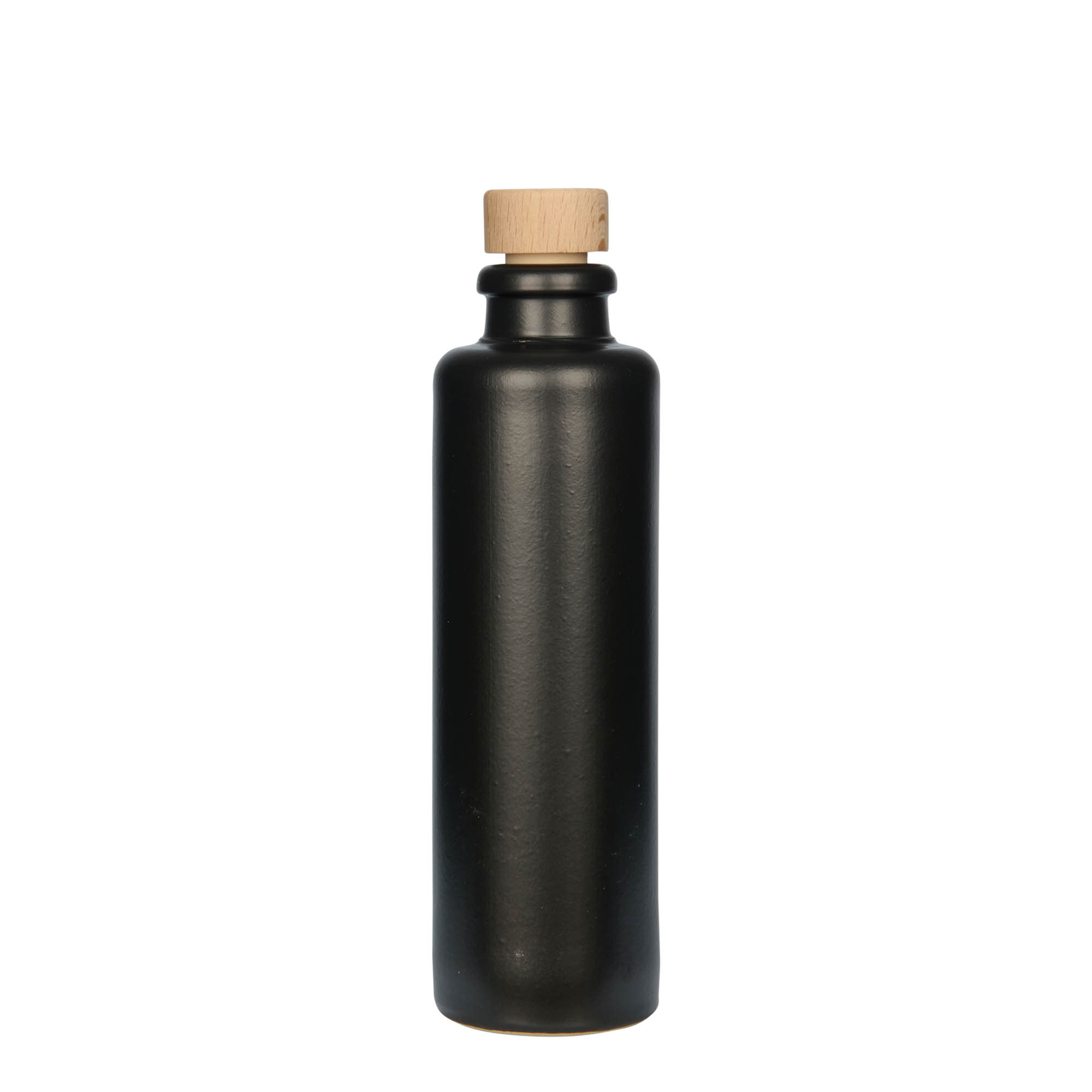 200 ml earthen jug, stoneware, black, closure: cork