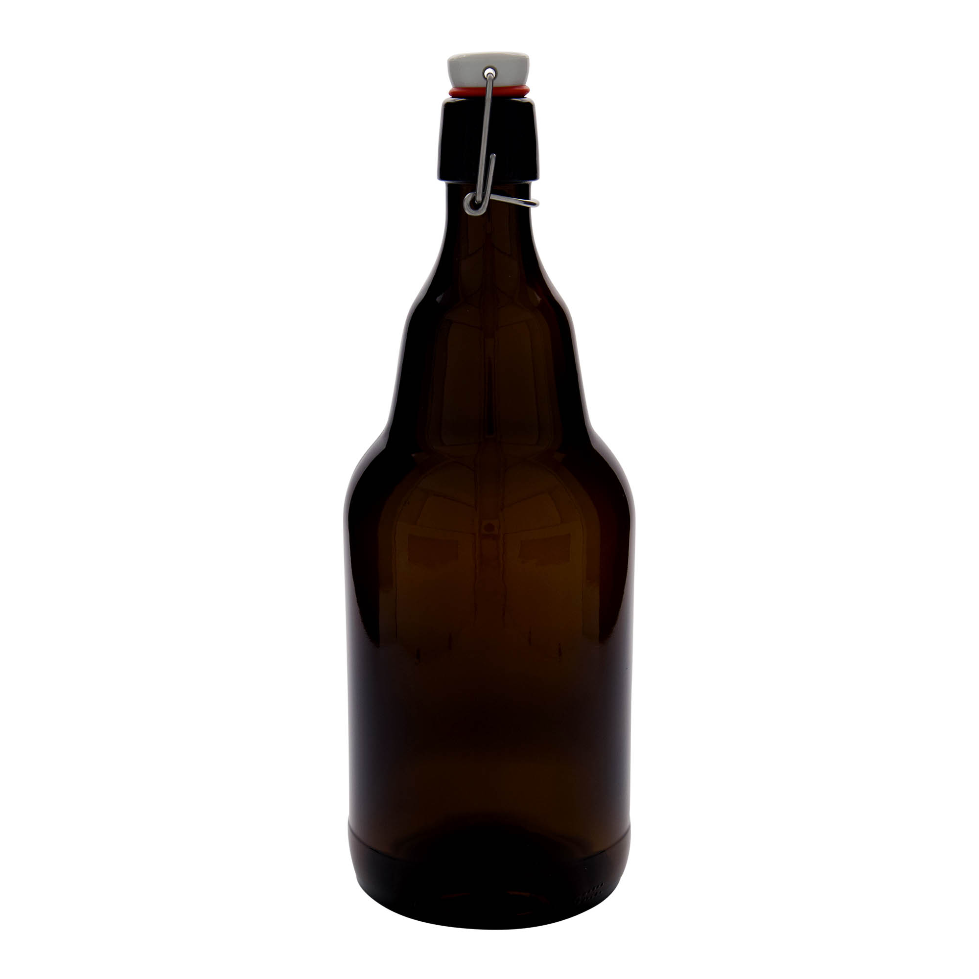 2,000 ml beer bottle, glass, brown, closure: swing top