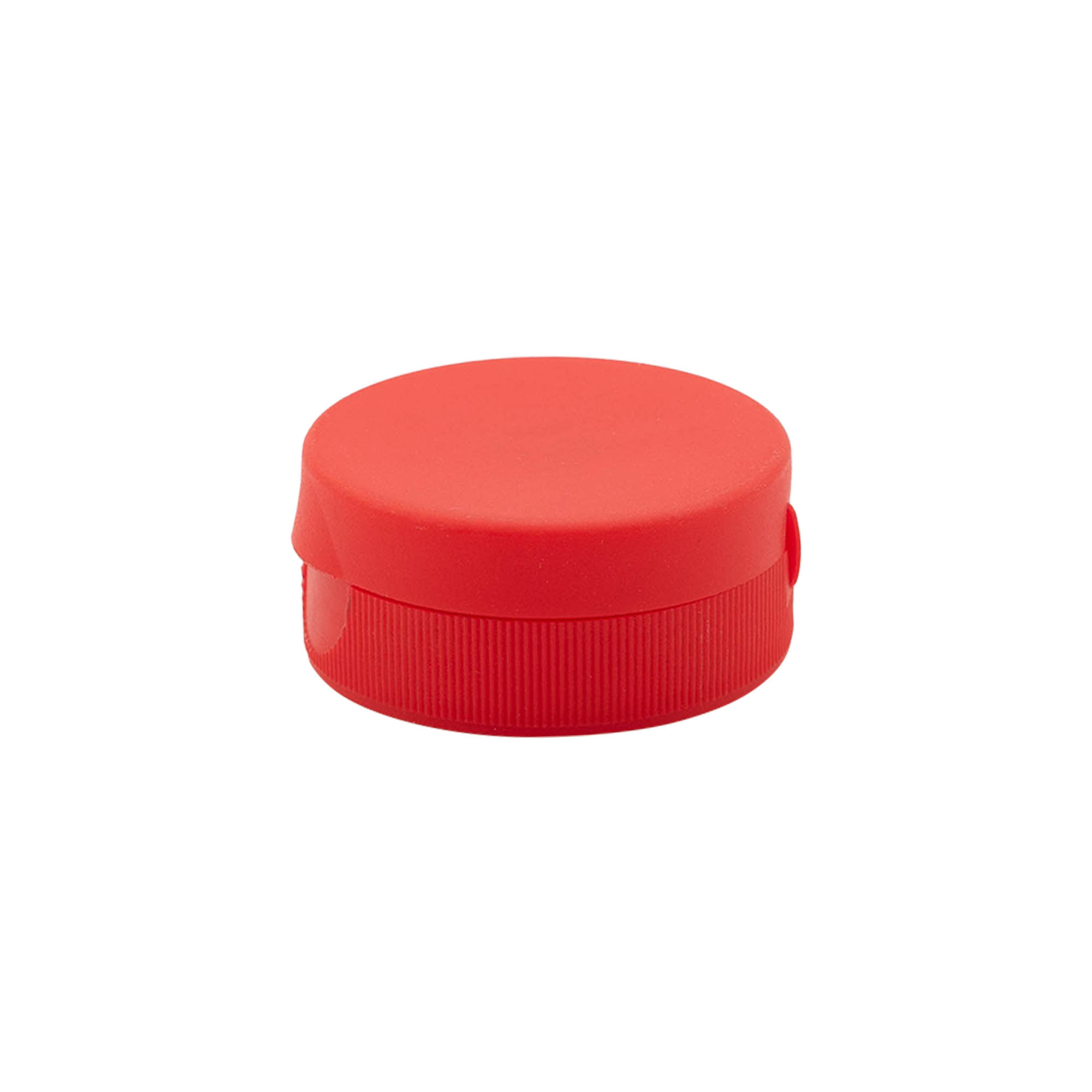 Hinged screw cap, PP plastic, red, for opening: GPI 38/400