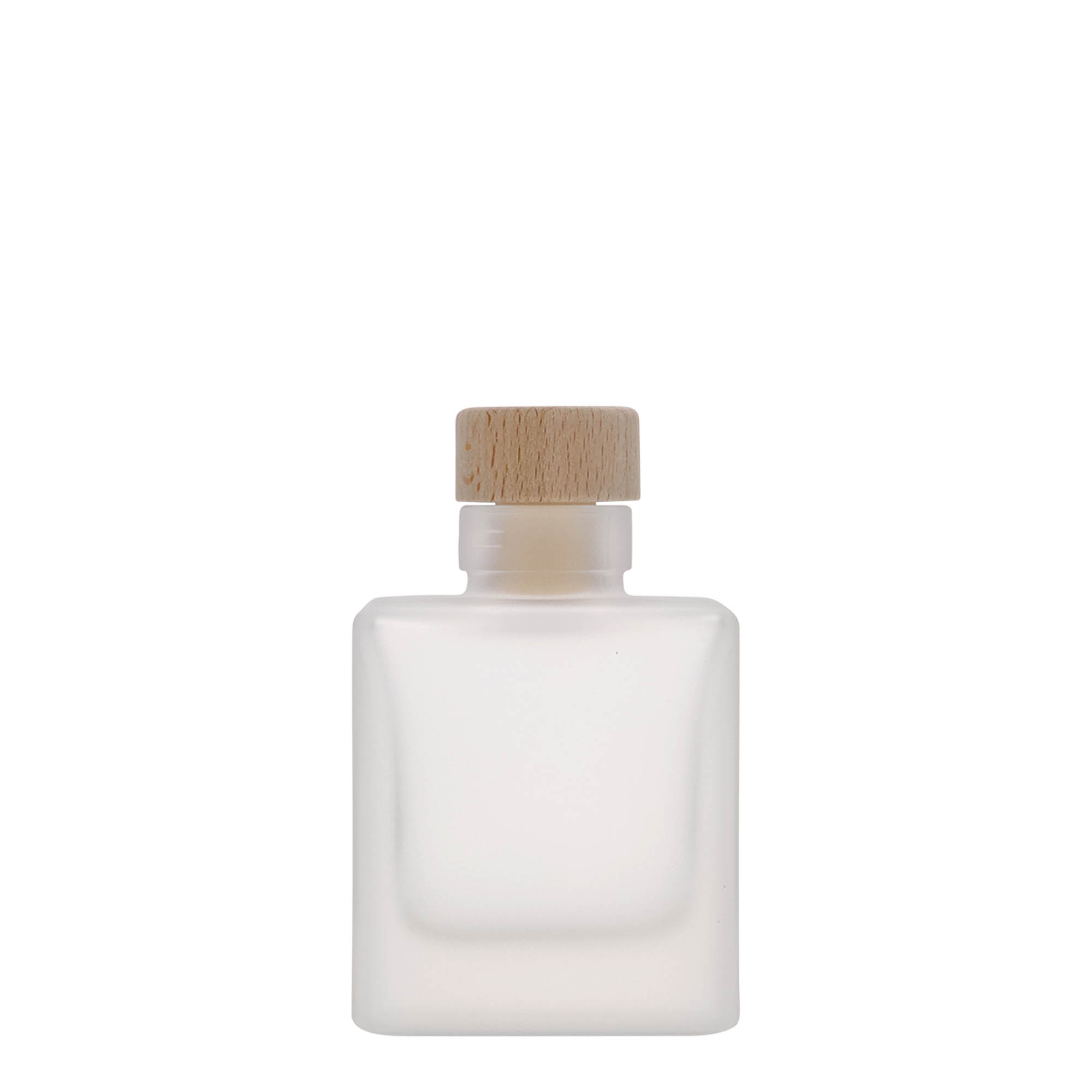 100 ml glass bottle 'Cube', square, frosted, closure: cork