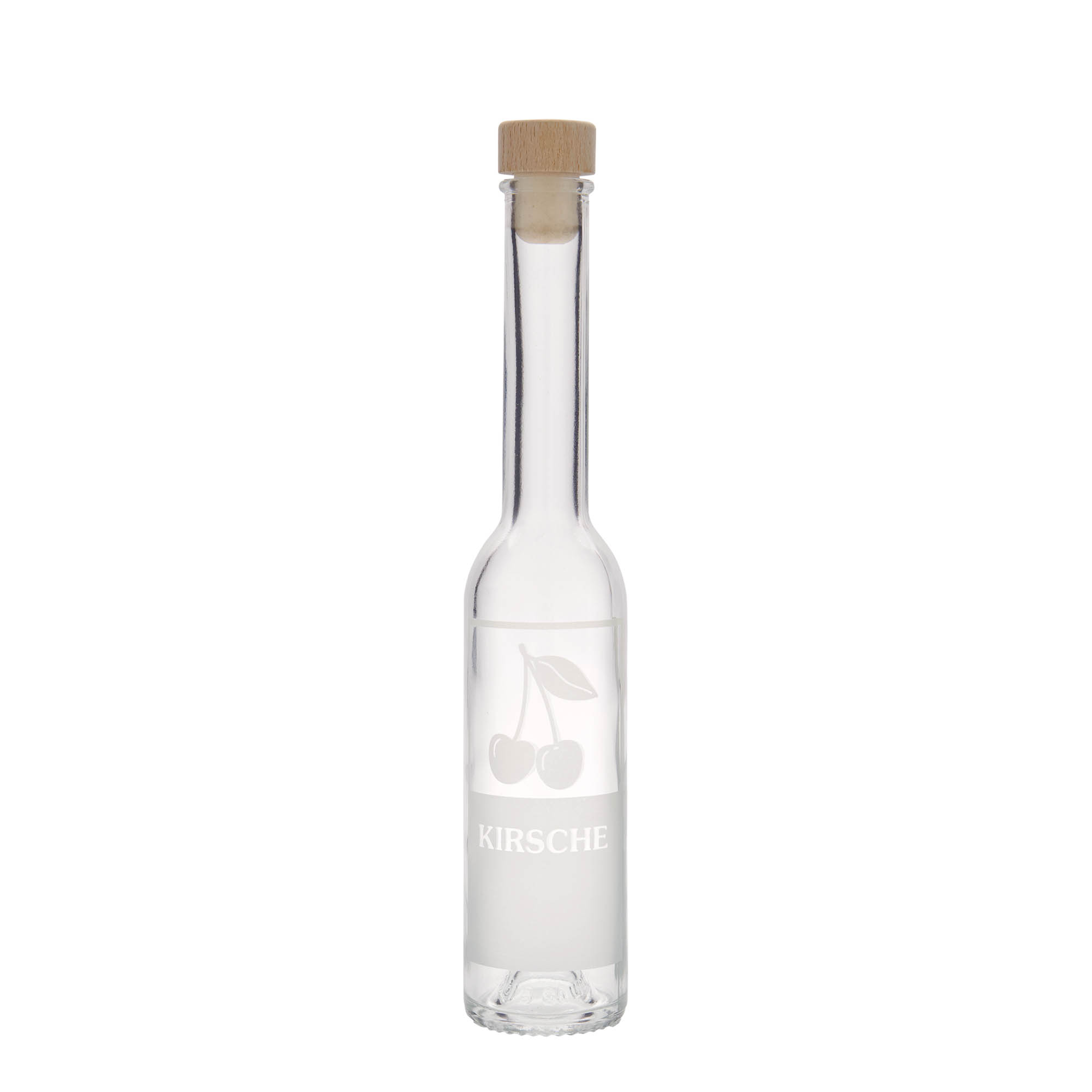 200 ml glass bottle 'Opera', print: cherry, closure: cork