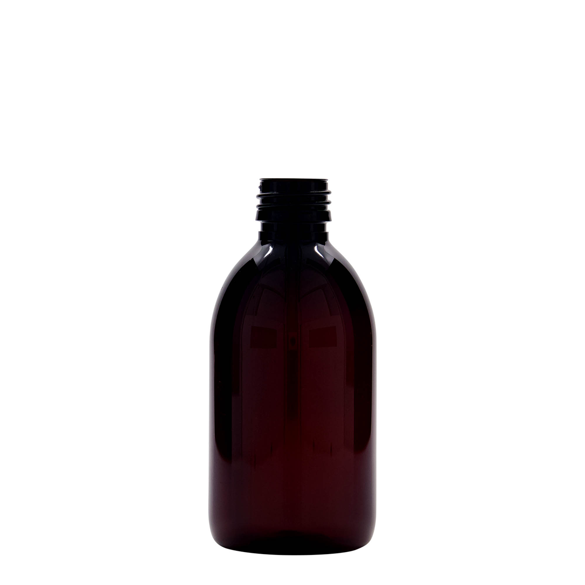 250 ml PET medicine bottle, brown, plastic, closure: PP 28