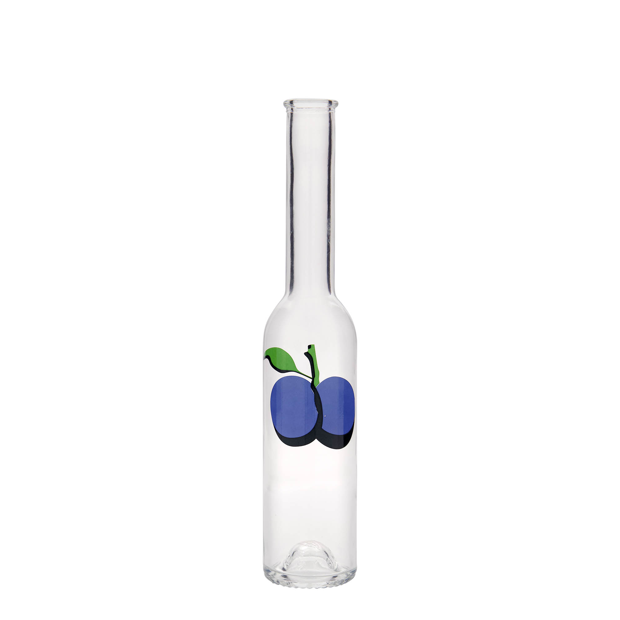 200 ml glass bottle 'Opera', print: plum, closure: cork