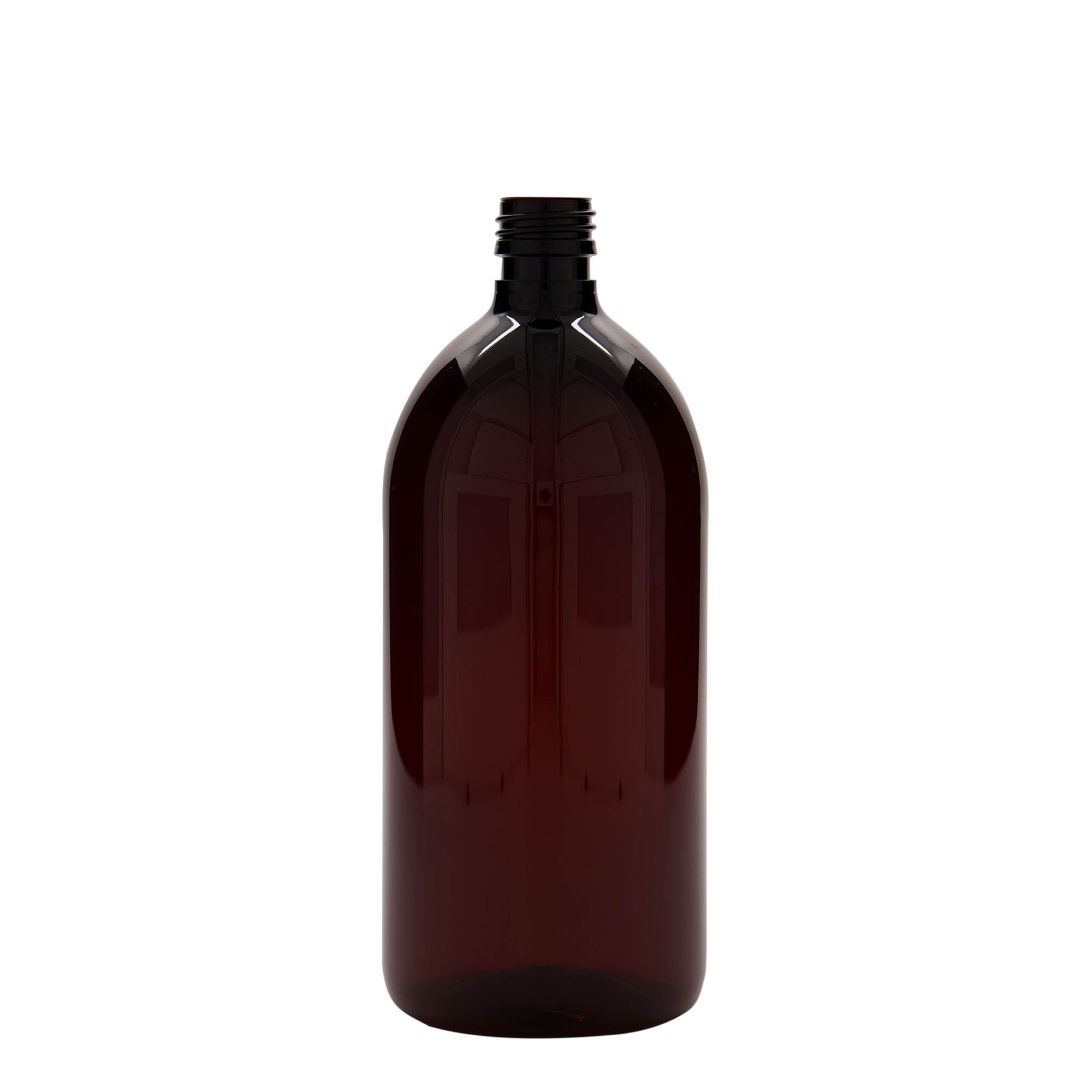 1,000 ml PET medicine bottle, brown, plastic, closure: PP 28