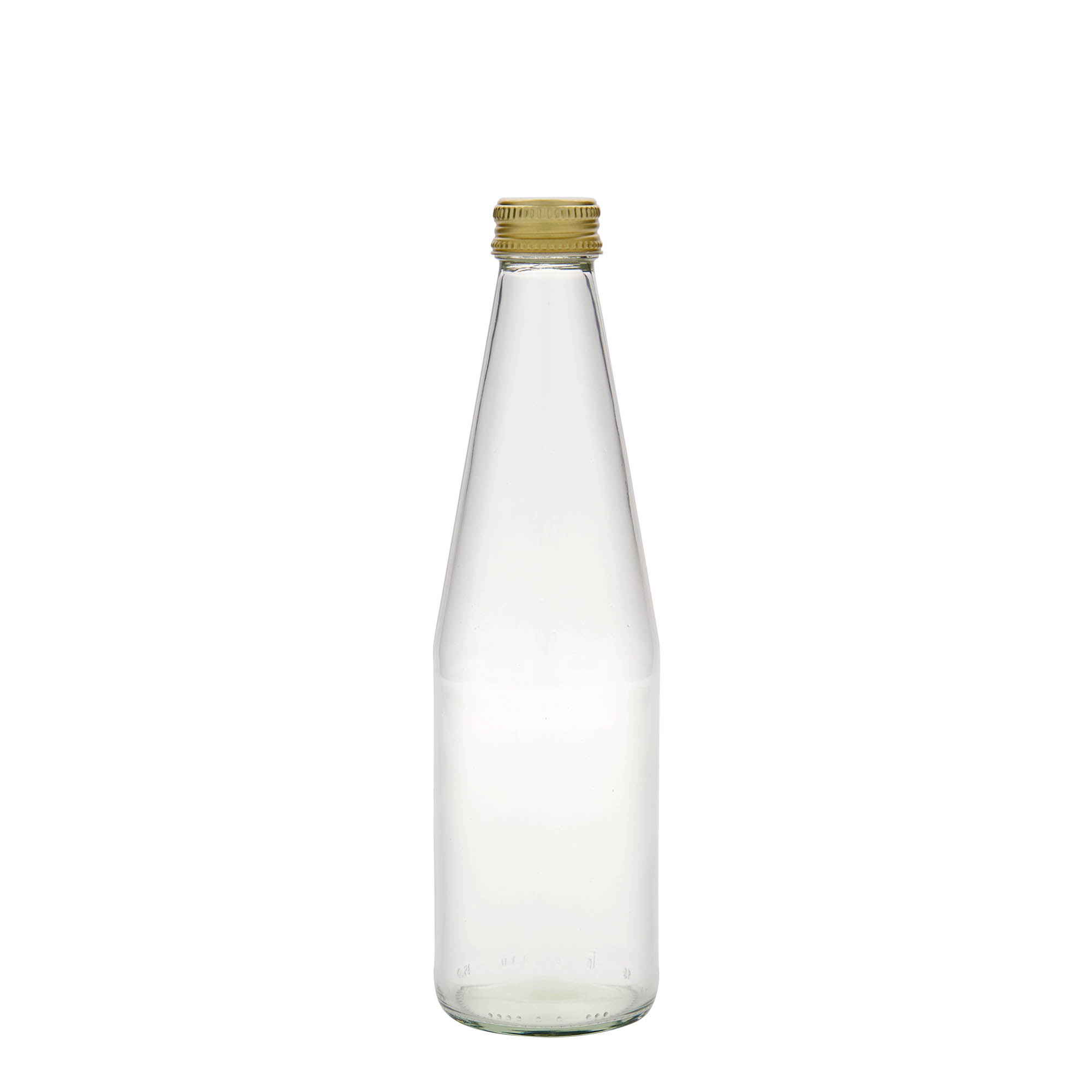 330 ml universal bottle, carrot shaped, glass, closure: PP 28