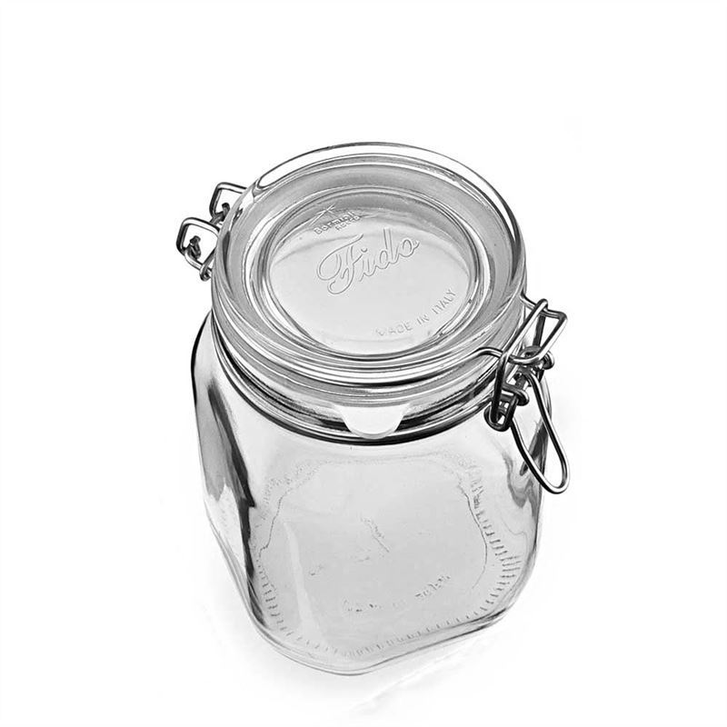 1,000 ml clip top jar 'Fido', square, closure: clip top