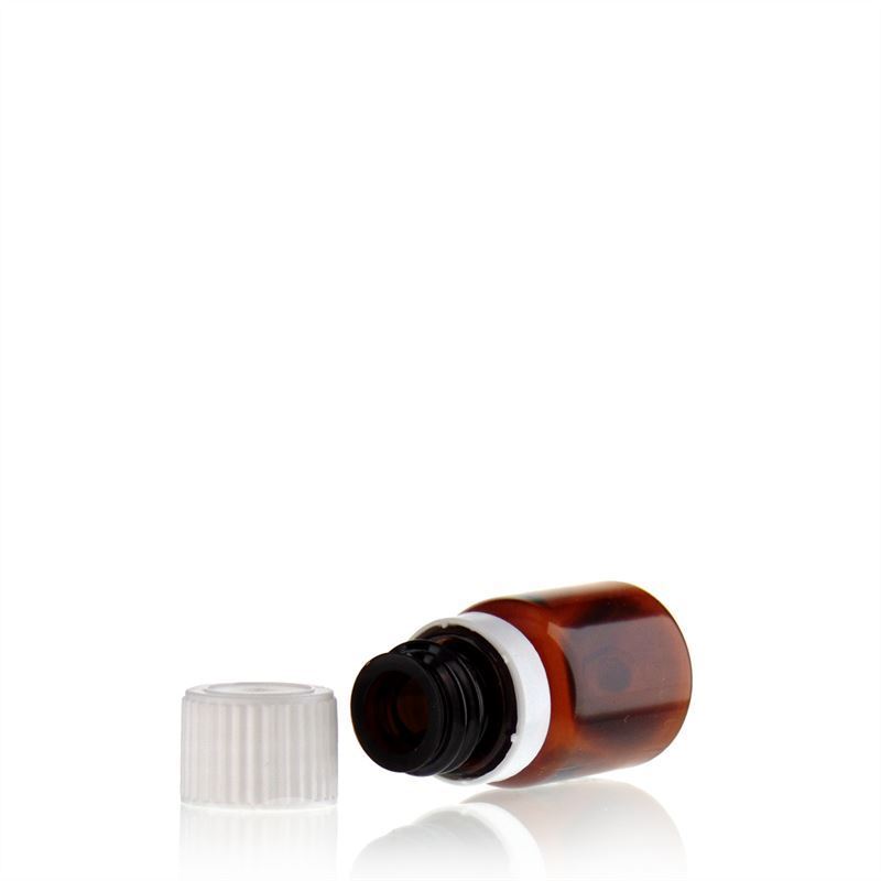 10 ml PET medicine bottle 'Easy Living', brown, plastic, closure: DIN 18