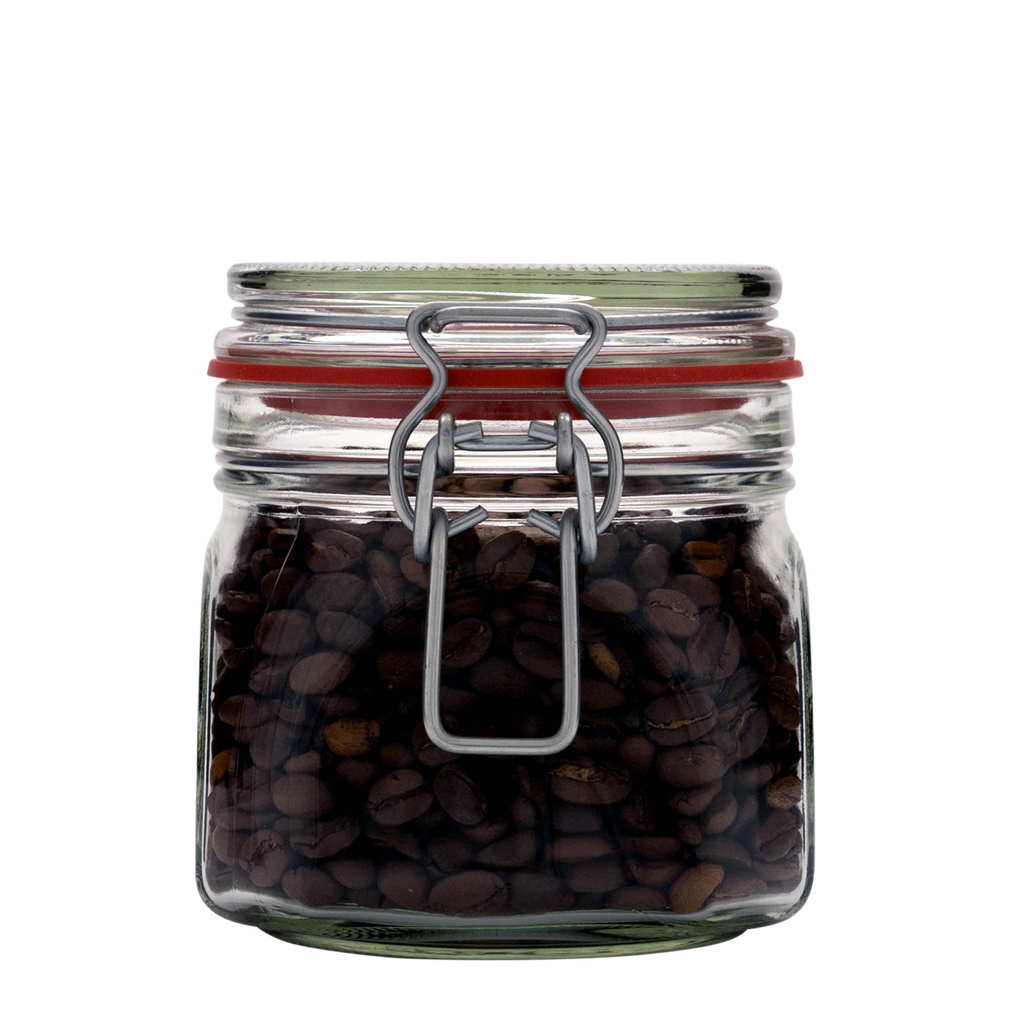 630 ml clip top jar, square, closure: clip top