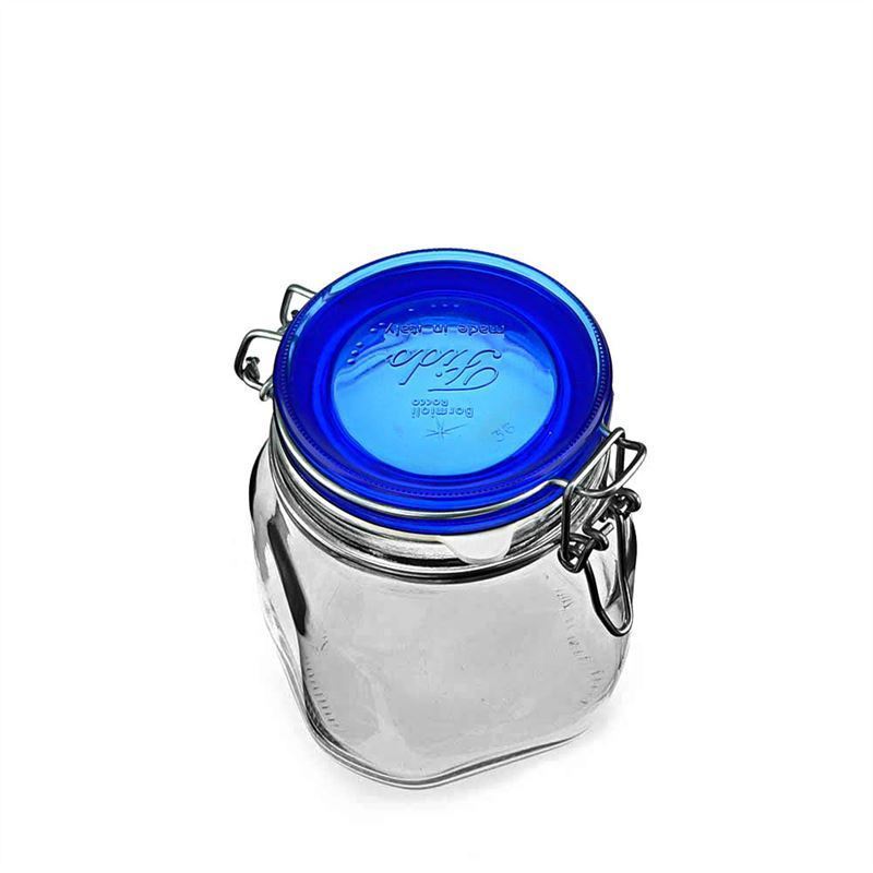 750 ml clip top jar 'Fido' Blue Top, square, closure: clip top