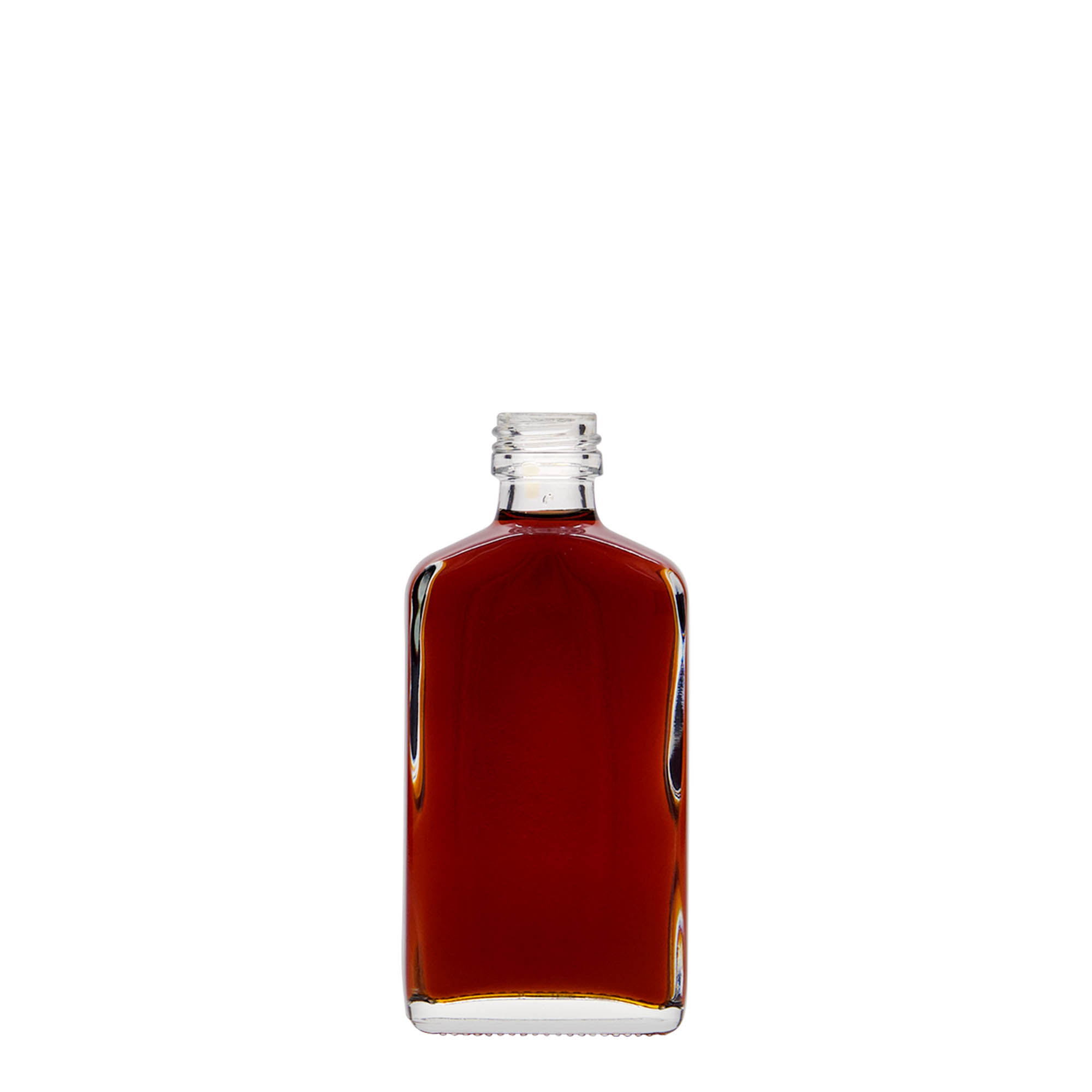 50 ml pocket flask bottle, rectangular, glass, closure: PP 18